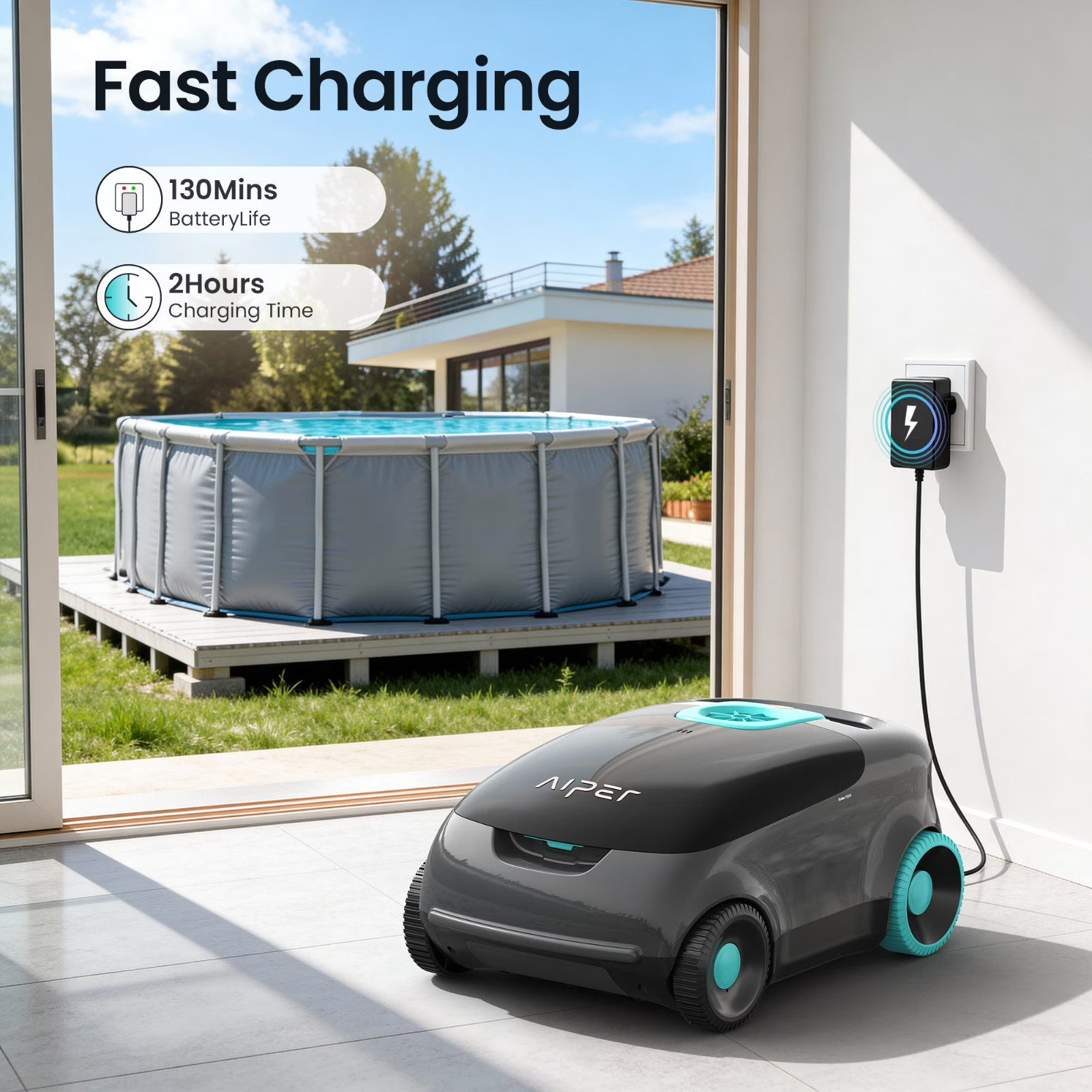 Aiper Scuba 1100W Cordless Robotic Pool Cleaner for Above-ground and Flat-floore