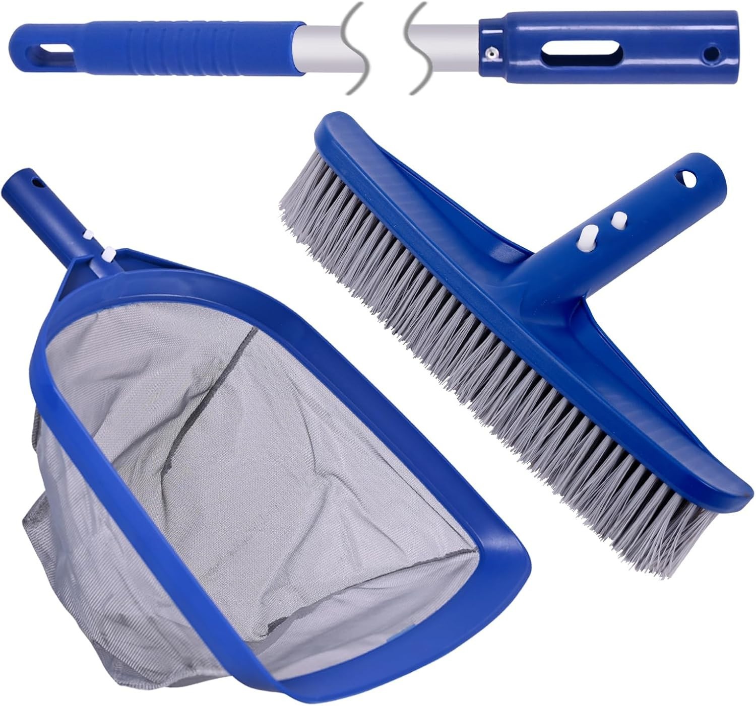 3 in 1 Pool Cleaning Kit with 50 Inch Aluminum Pole, Skimmer Net, Pool Brush,…