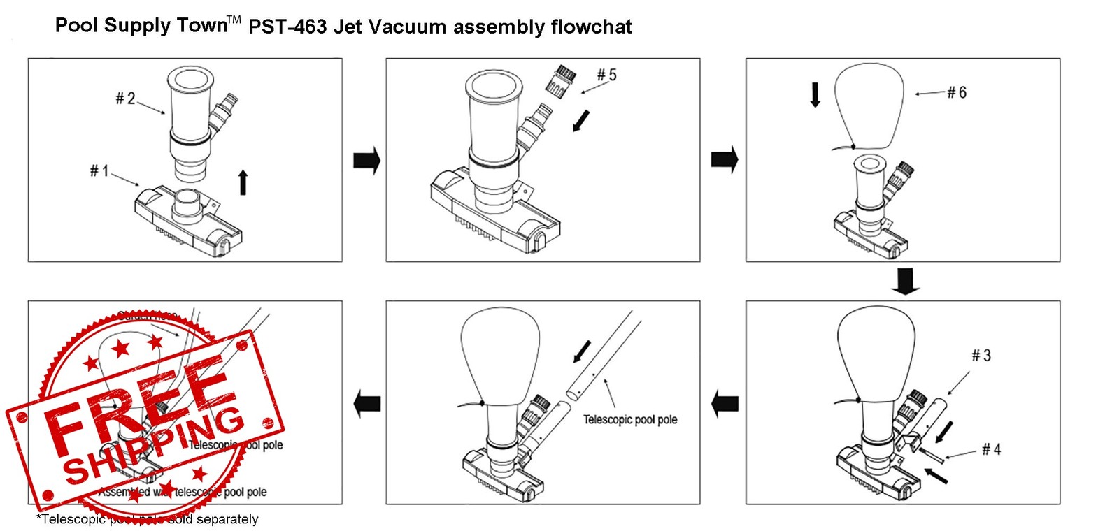 Pool Supply Town Spa Jet Vacuum Cleaner w/Brush
