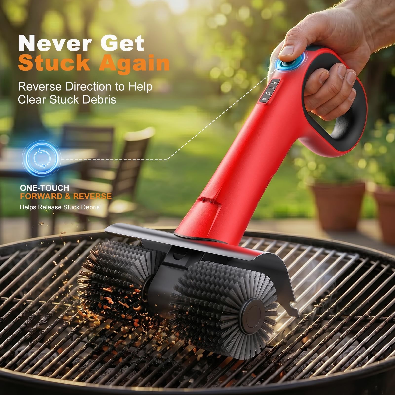 NeatLt Electric Grill Brush for Outdoor Grill, Cordless BBQ Cleaner Red