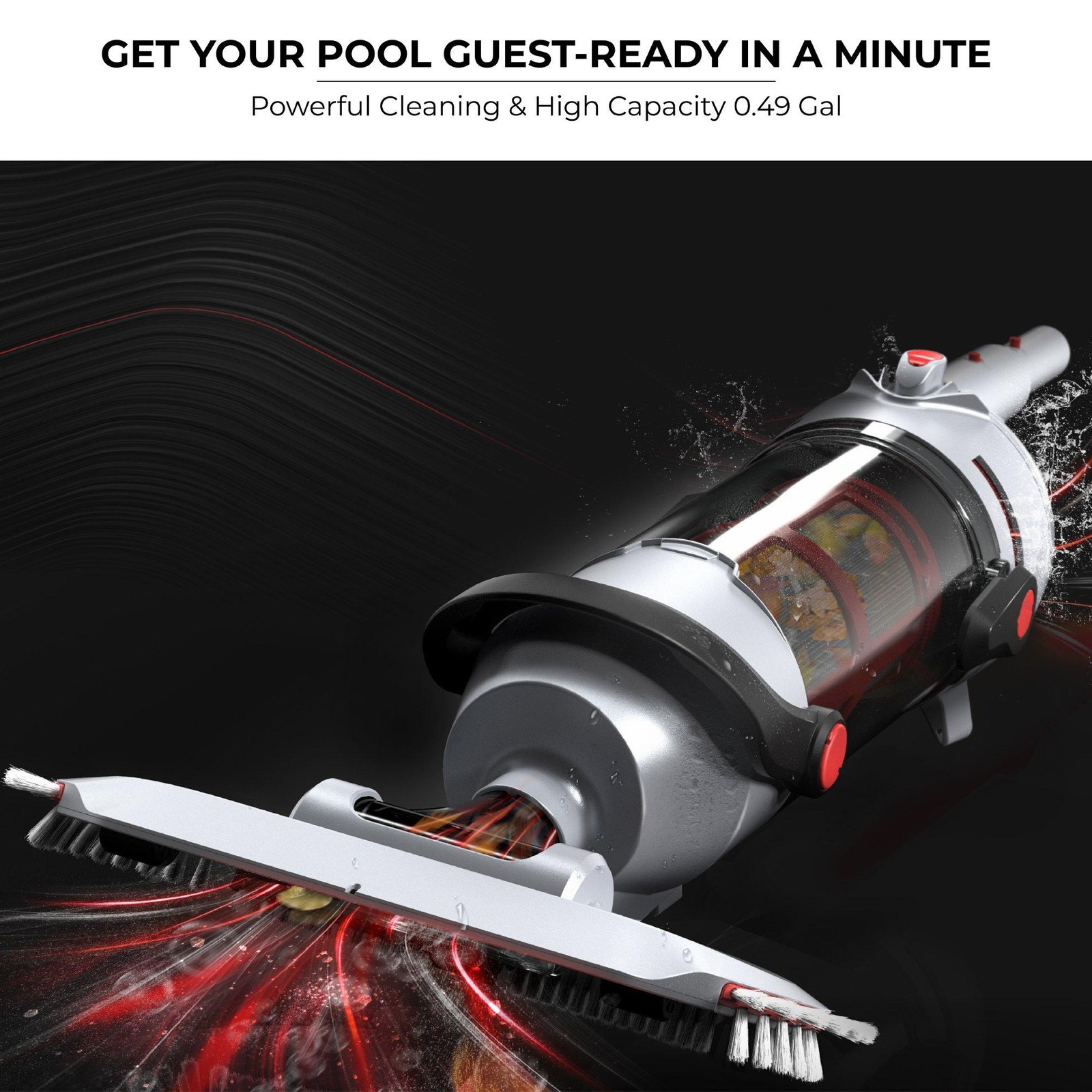 Voltera 58 Cordless Rechargeable Hi-Efficiency Handheld Pool Vacuum Cleaner