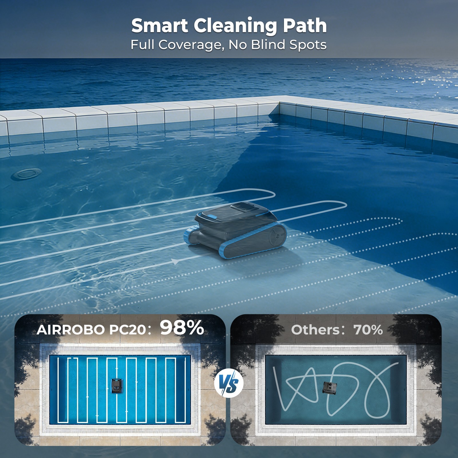 AIRROBO PC20 Robotic Pool Vacuum w/ APP Control for Floor, Walls and Waterline