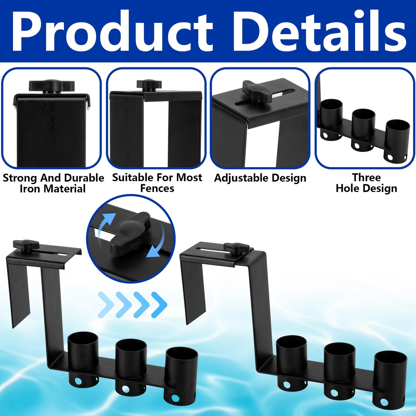 2 Pcs Adjustable Pool Fence Hooks, Metal Pool Fence Hangers Suitable for 1.4-…