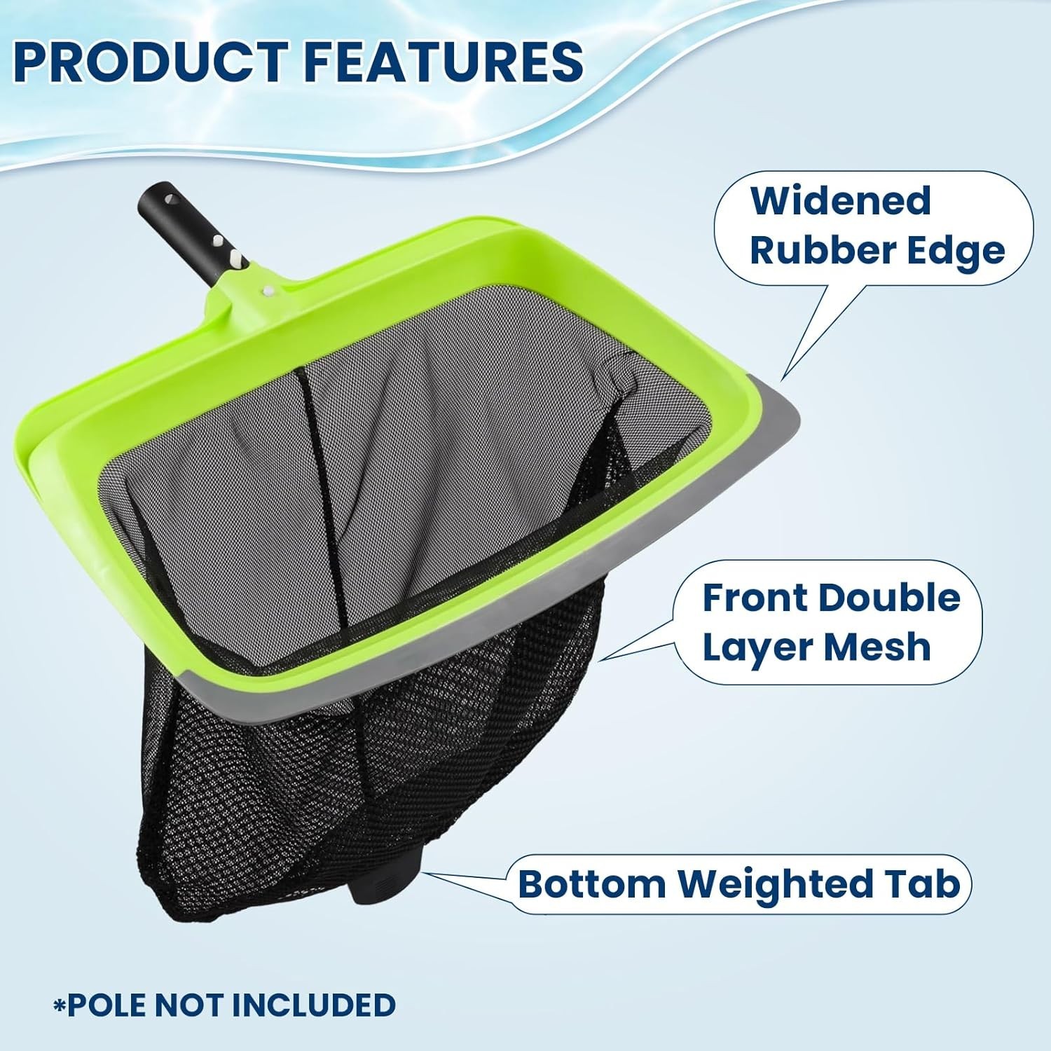 Heavy Duty Pool Maintenance Set with 17.5 Inch Brush and Rotatable Scrub Tool