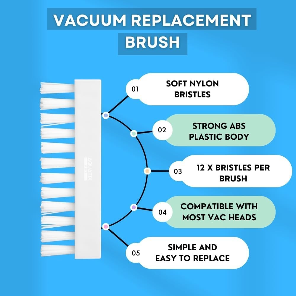 Pool Vacuum Head Replacement Brushes, 7Pc, Nylon Bristles, Universal Fit, Brush