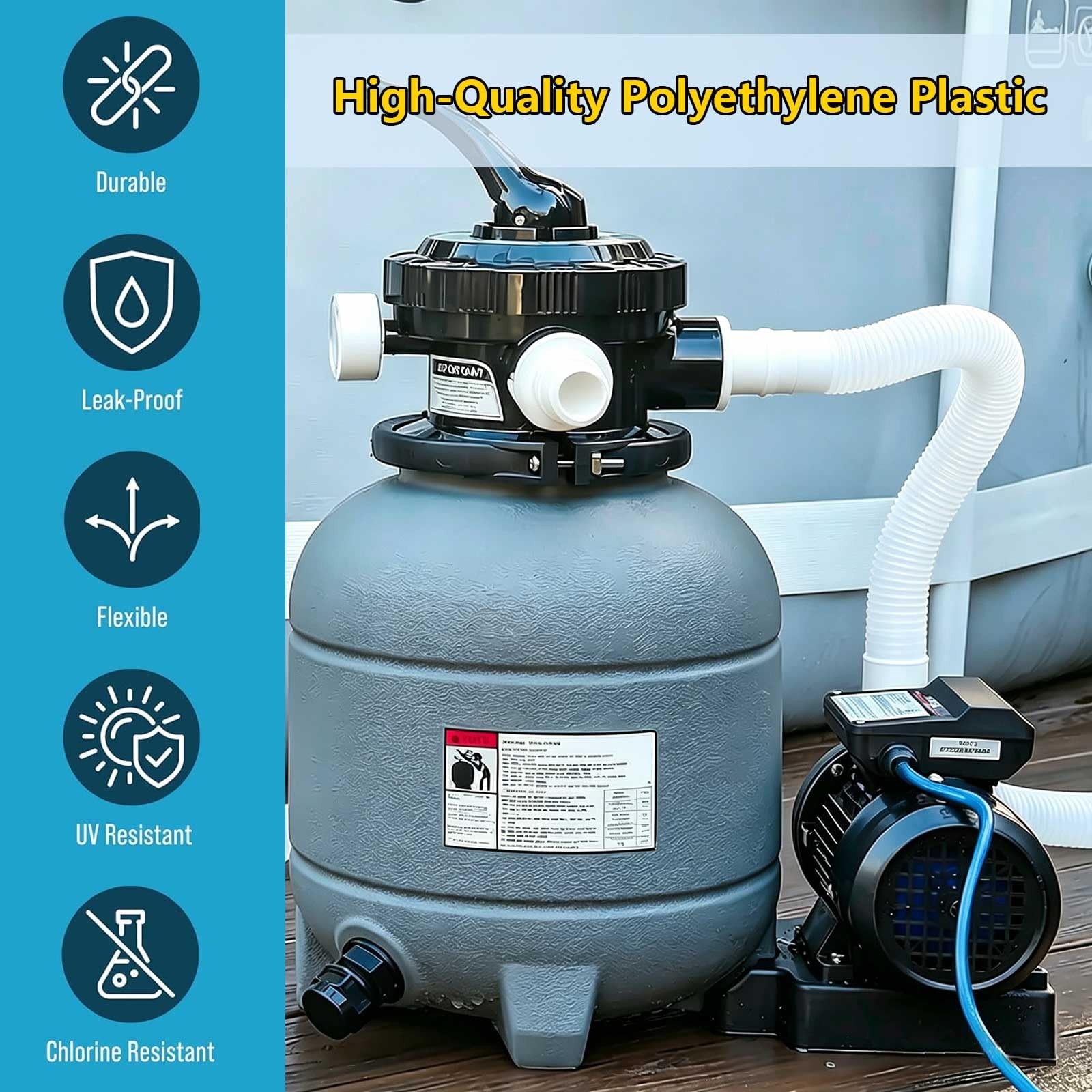 1.5&Prime; x 16&Prime; Pool Sand Filter Pump Hose for Intex & Coleman x 41&Prime;, White