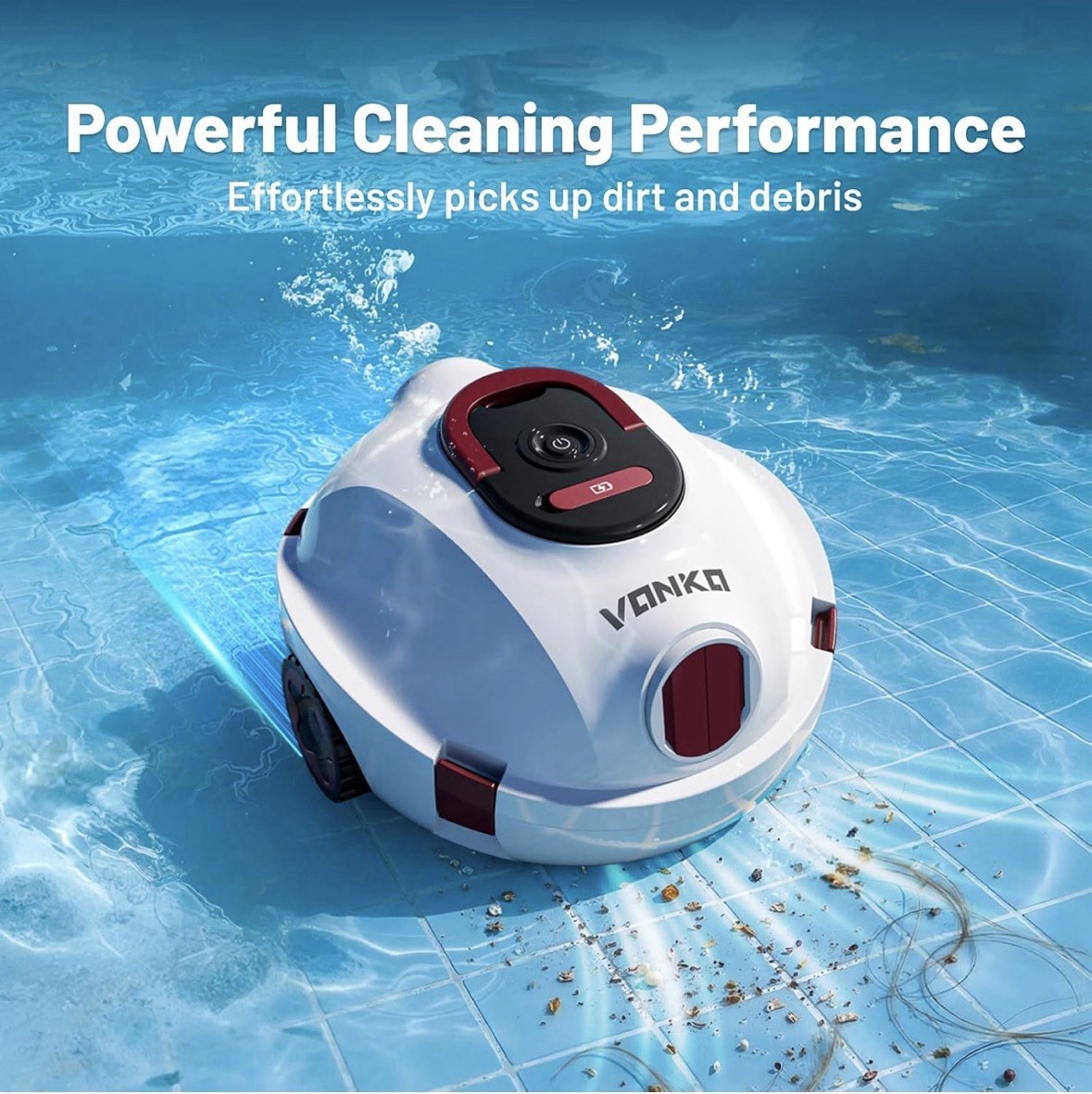 VONKO P10 Cordless Robotic Pool Cleaner, Above Ground Pool & Flat Inground Pool