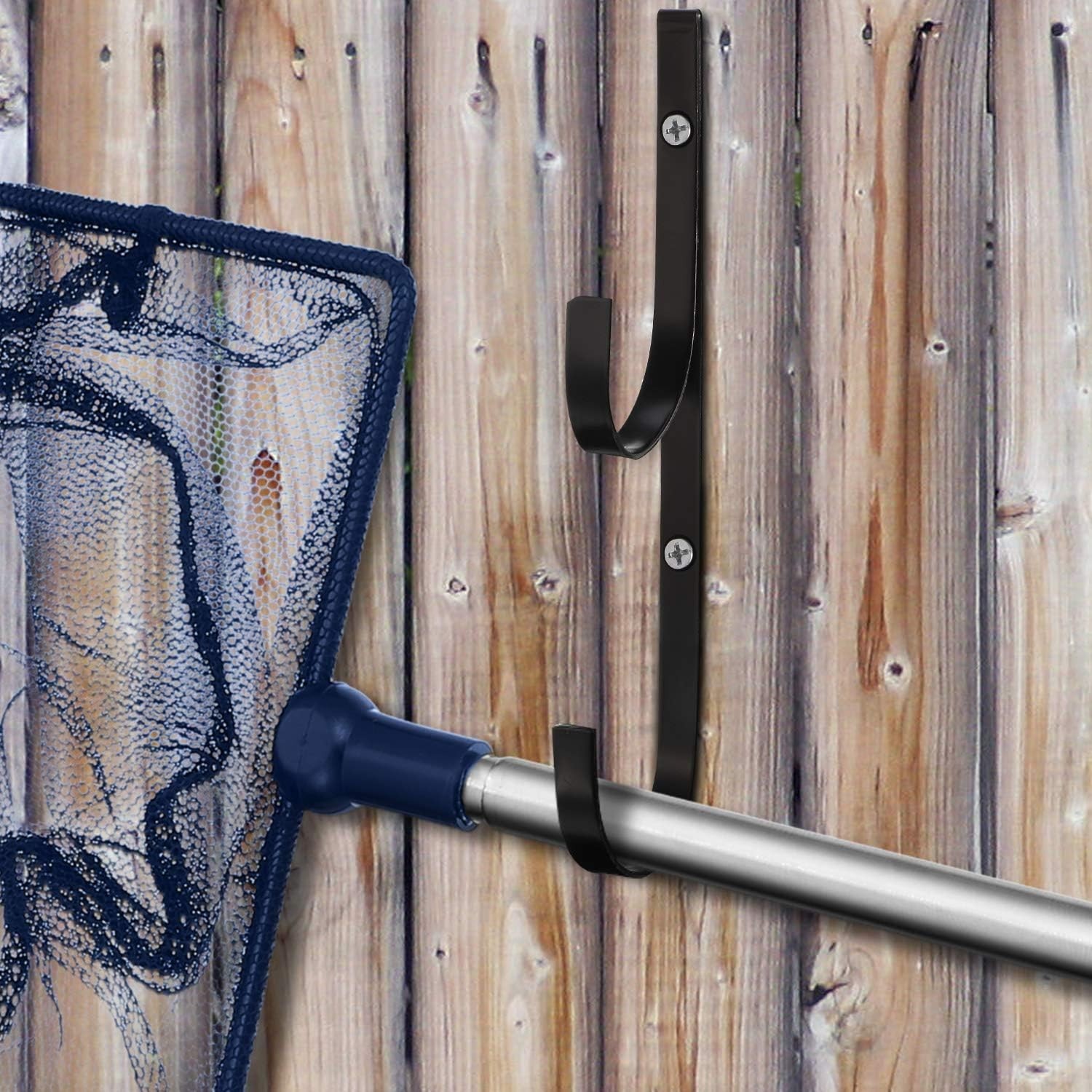 Metal Brackets for Pool Tools, Includes 6 Hooks and 12 Screws for Installation
