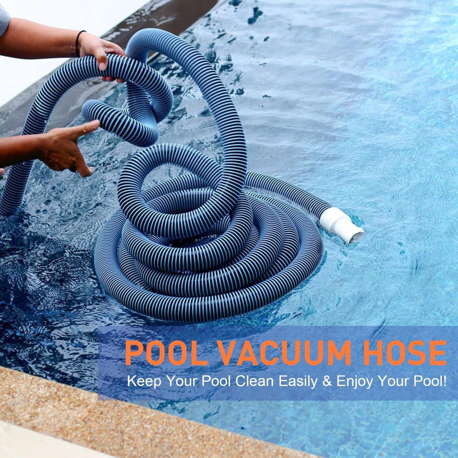 Heavy Duty 1.5 » x 18ft Pool Vacuum Hose with Swivel Cuff for Efficient Cleaning