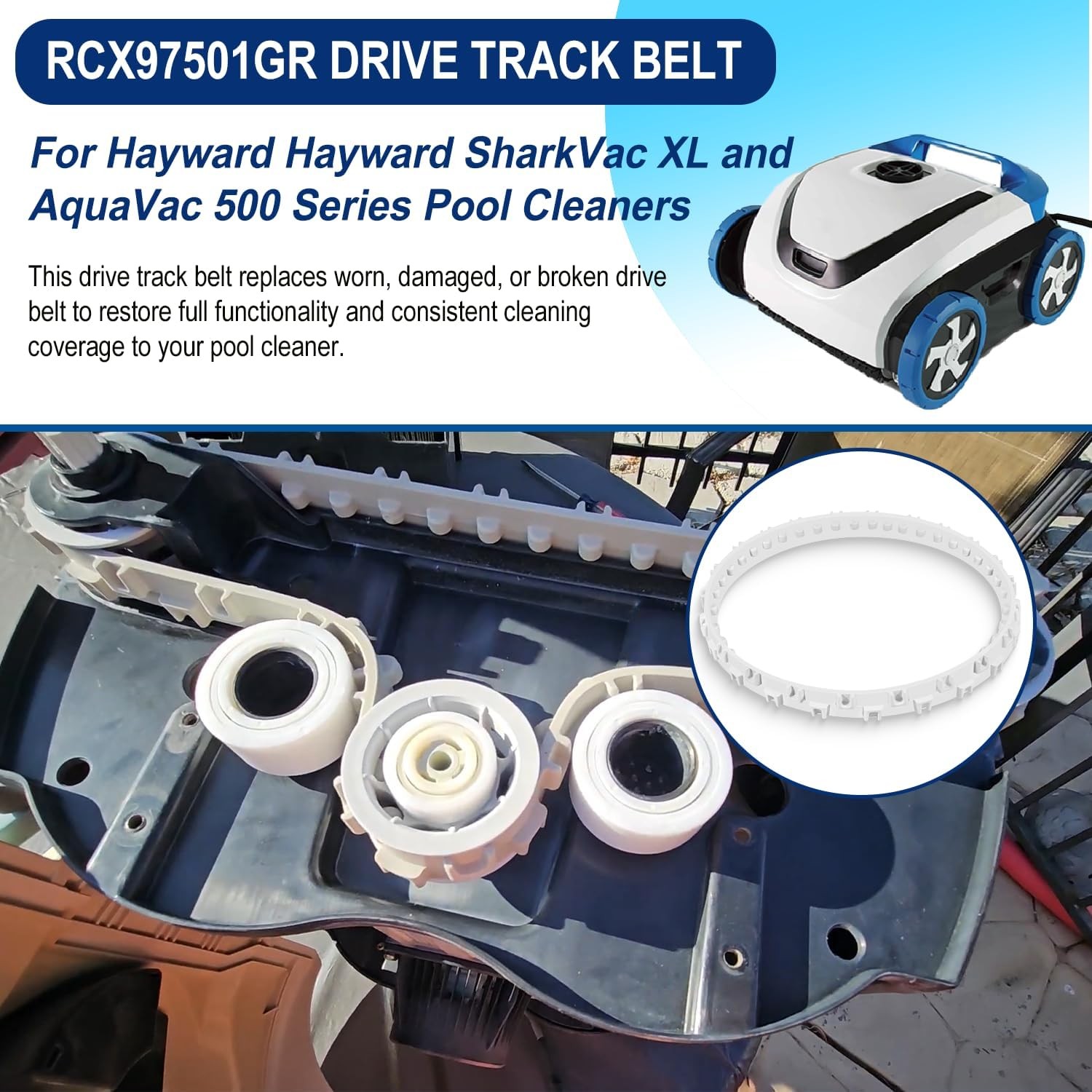 RCX97501GR Drive Track Belt For Hayward AquaVac 500 and SharkVac XL Pool Cleaner