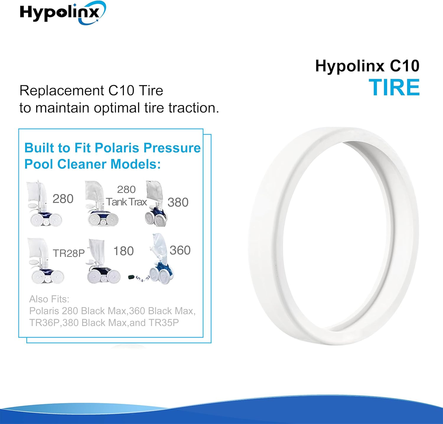 Polaris-Compatible Pool Cleaner C10 Replacement Tire Parts for Polaris 280, 180,