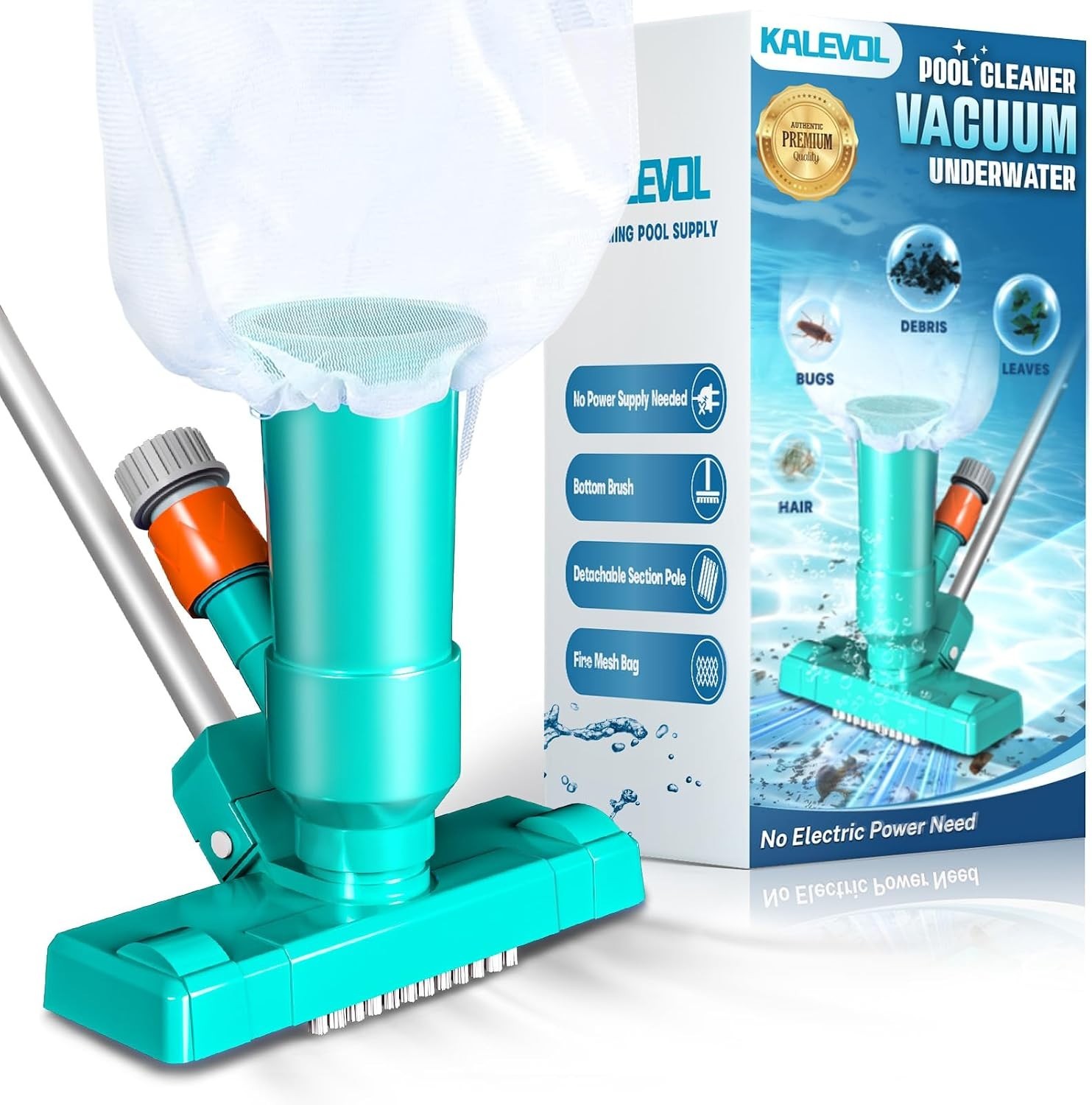 Light Green Manual Pool Vacuum Cleaner for Above Ground & Inground Pools