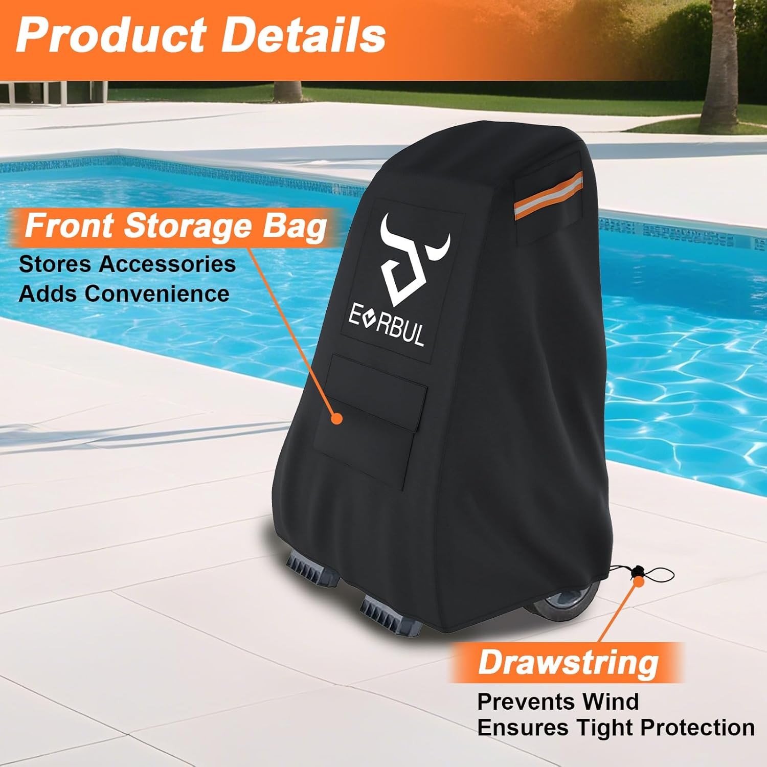 Robotic Pool Cleaner Cover for Most Pool Caddies Up 26&Prime; L x 22&Prime; W x 42&Prime; H