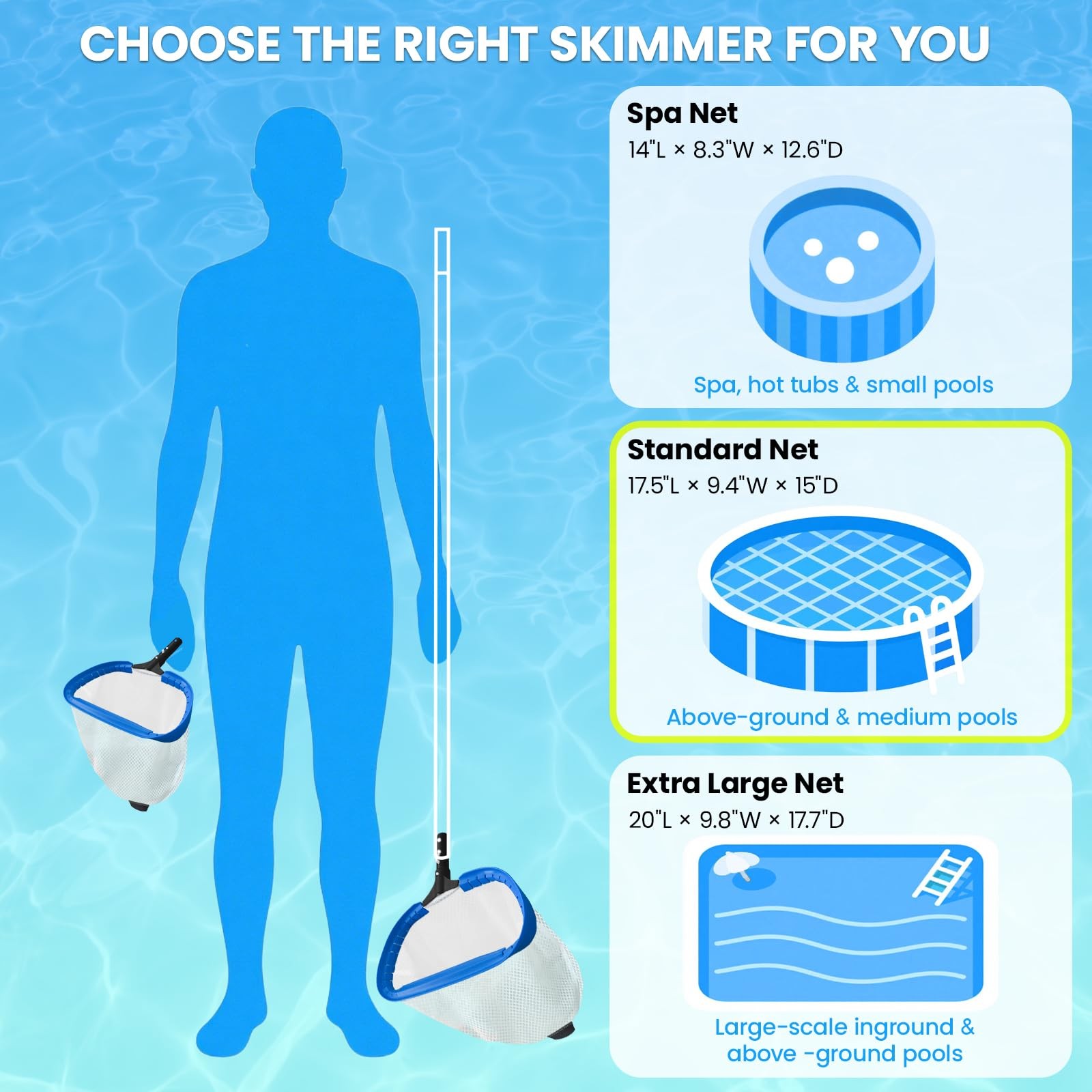 Ultra Fine Mesh Pool Skimmer Net for Sand, Silt, Pollen & Debris Removal