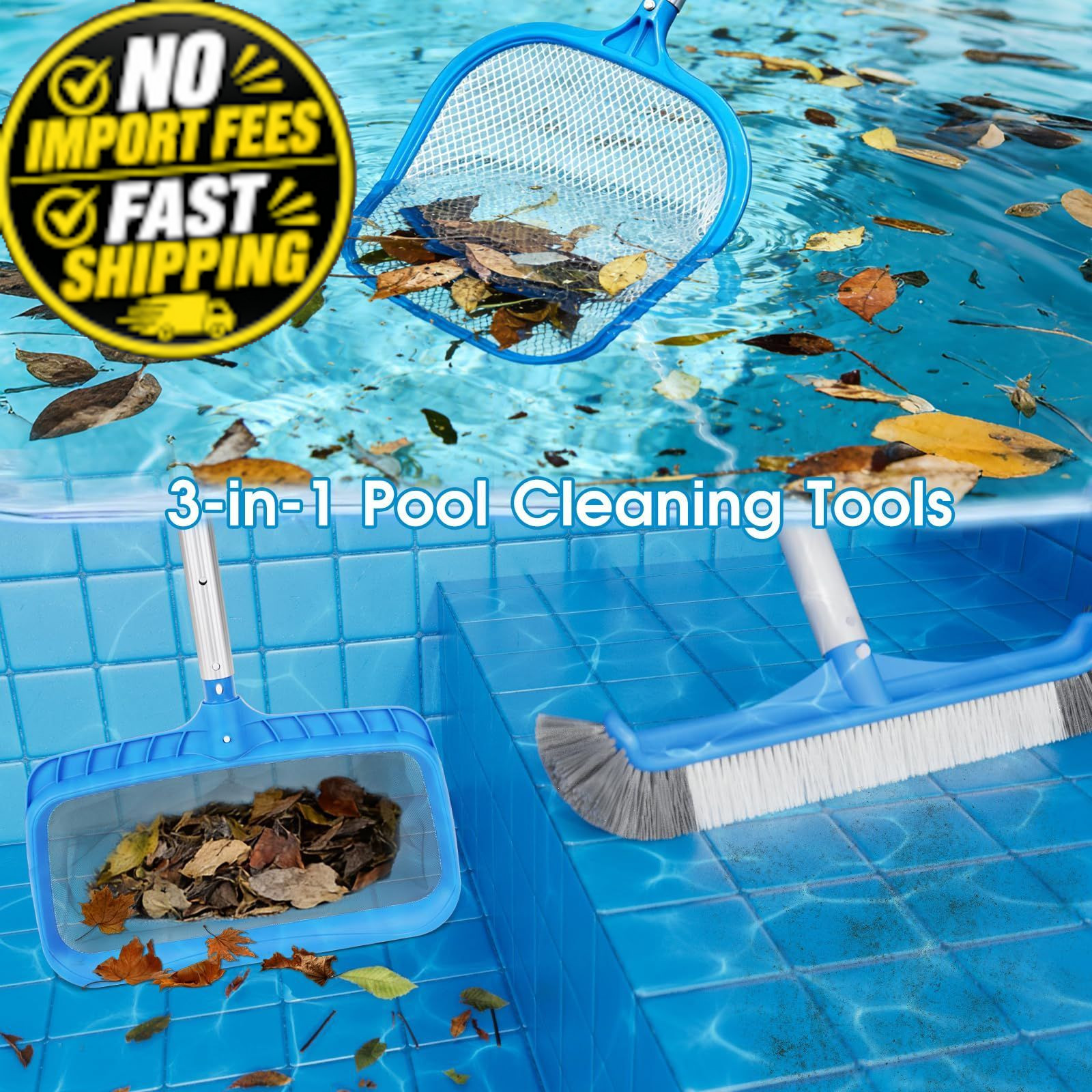 3-in-1 TidyMister Pool Cleaning Kit – 18 » Set(without pole), Blue