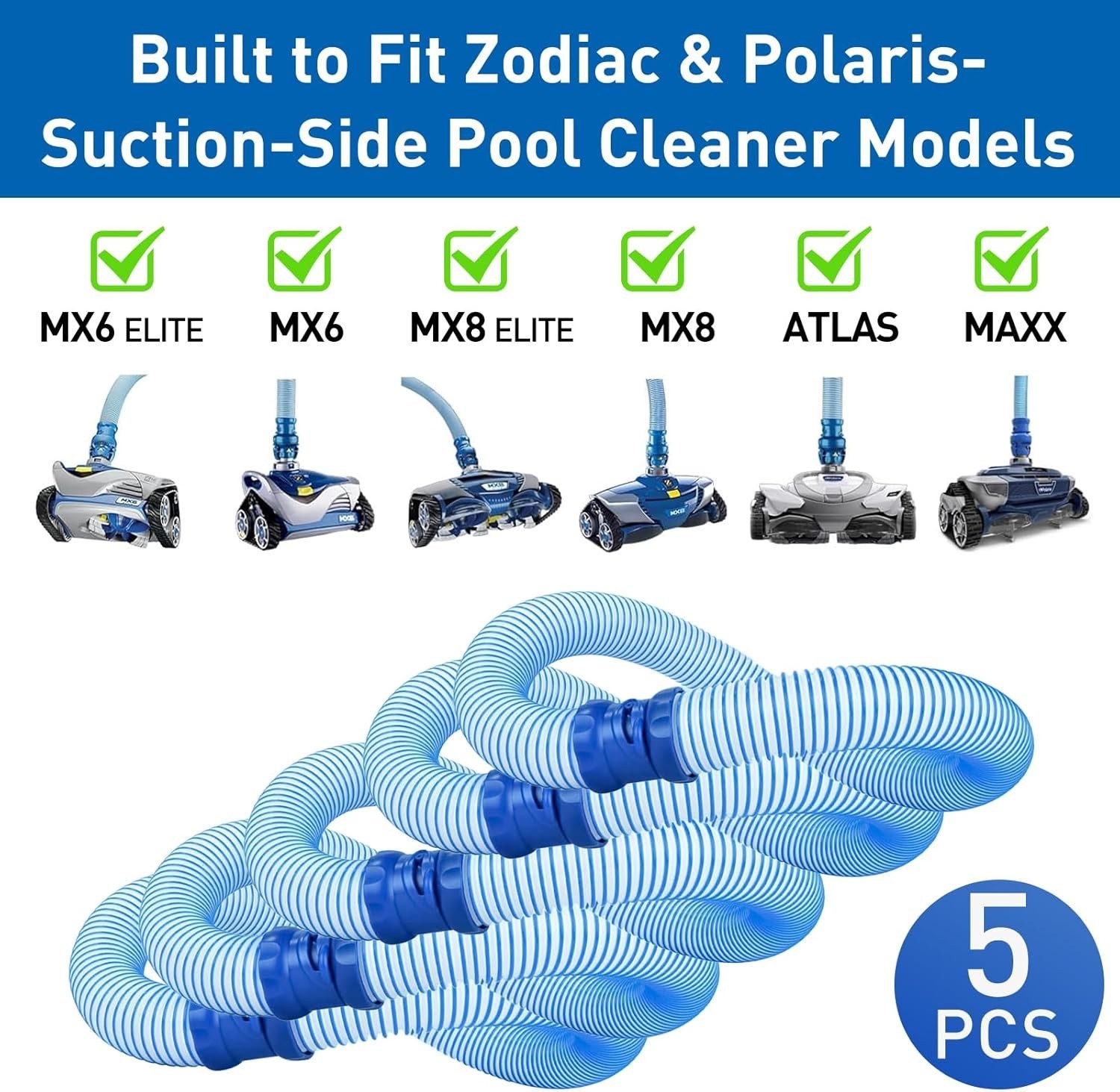 Easy Twist Lock 39-Inch Pool Vacuum Hose Set for Zodiac MX6 & MX8 Cleaners
