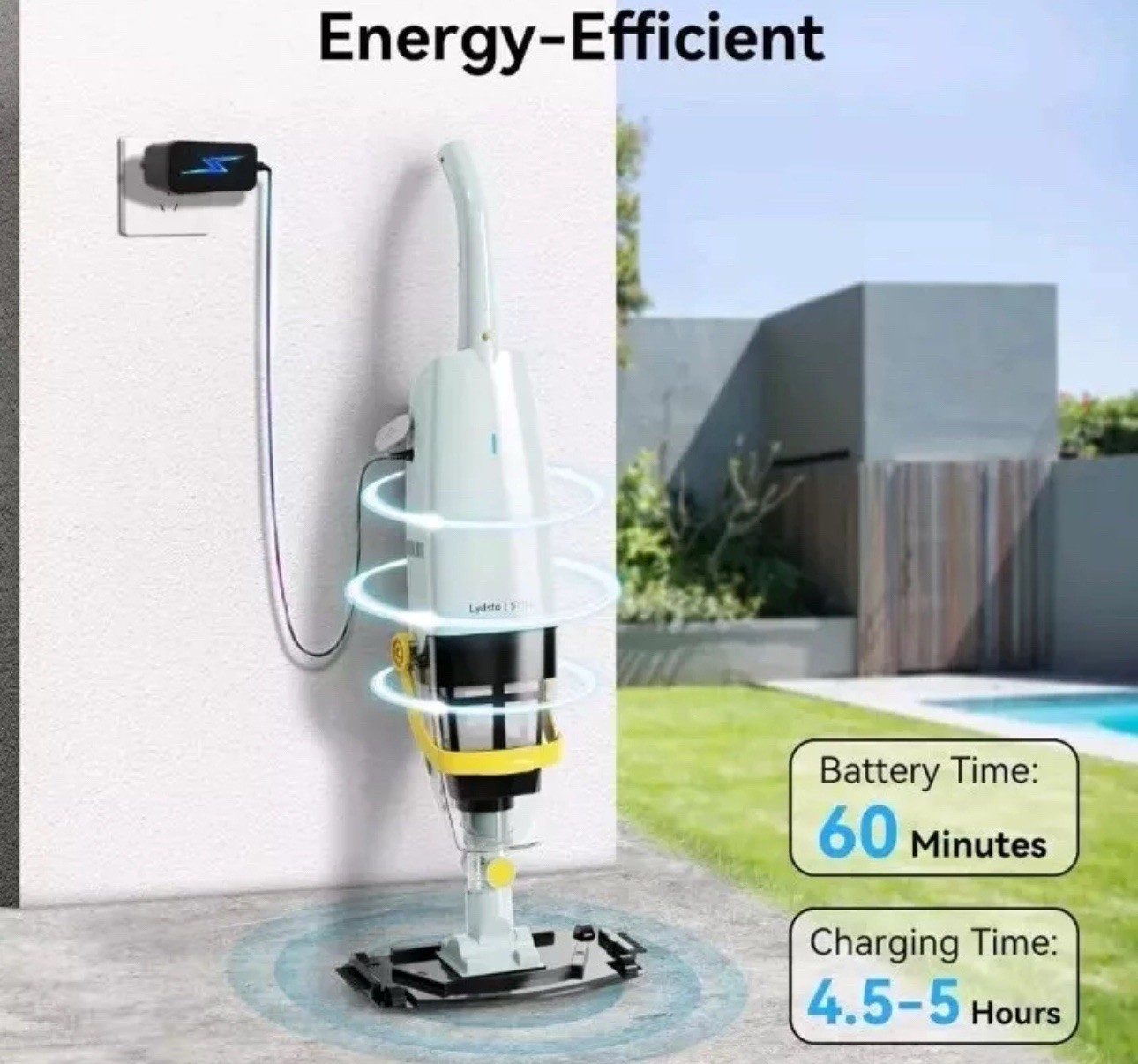 Lydsto Cordless Handheld Pool Vacuum with Telescopic Pole, Cordless Model S1