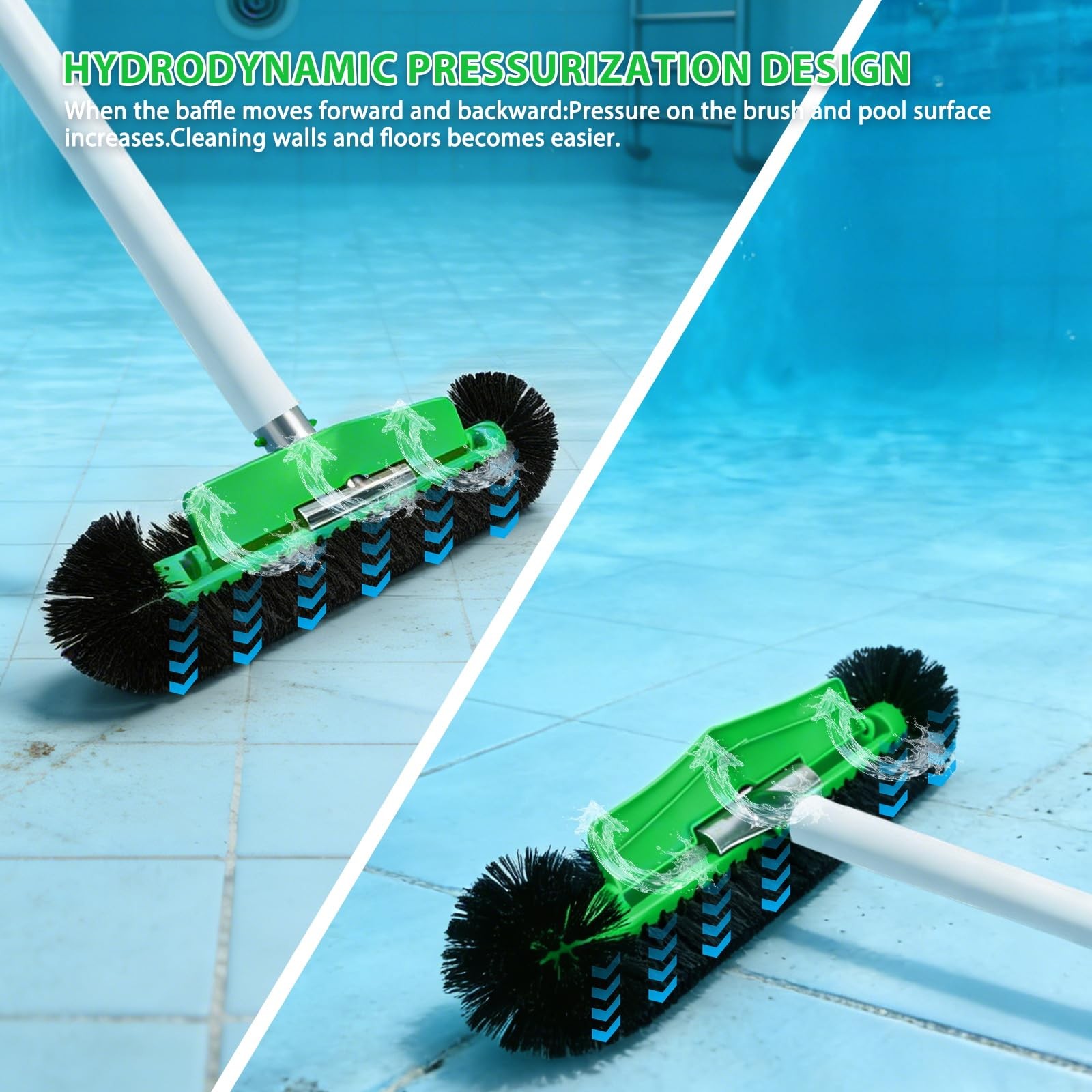 17.5&Prime; Heavy Duty Pool Brush for Inground & Above Ground Efficient Wall &