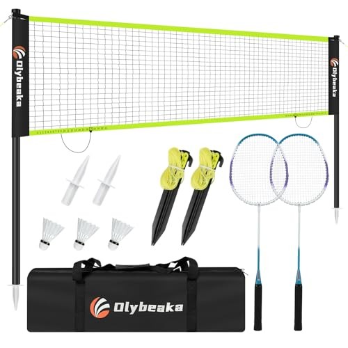 12ft Black Anti-Sagging Badminton Net Set for Backyard Beach