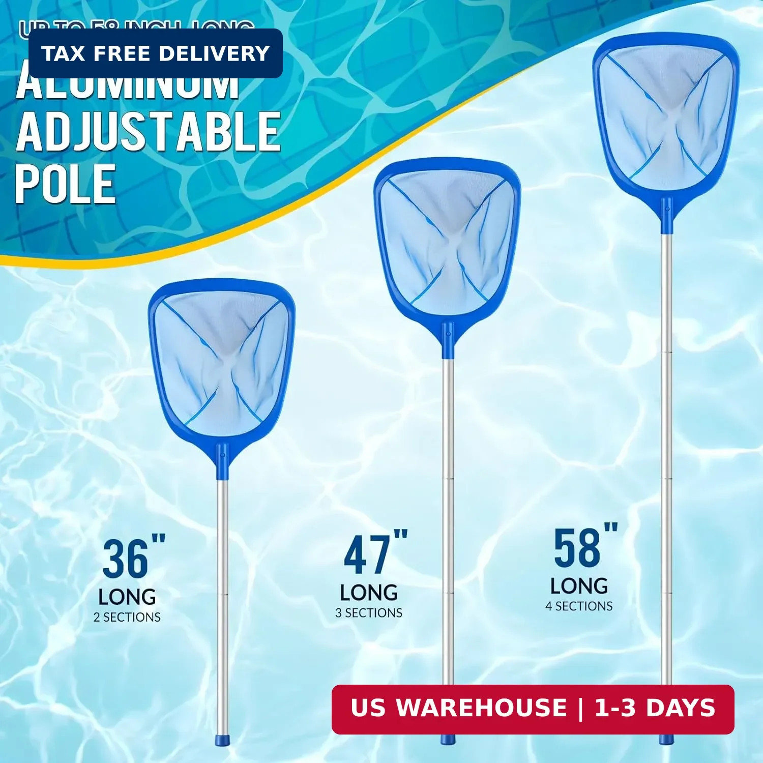 Tavaleu Pool Skimmer Net, Deep Pool Leaf Net with Reinforced Frame, Large Capaci