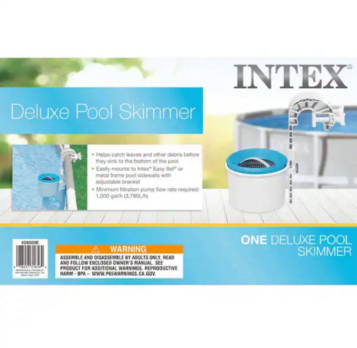 Intex Deluxe Wall-Mounted Swimming Pool Surface Automatic Skimmer 28000E