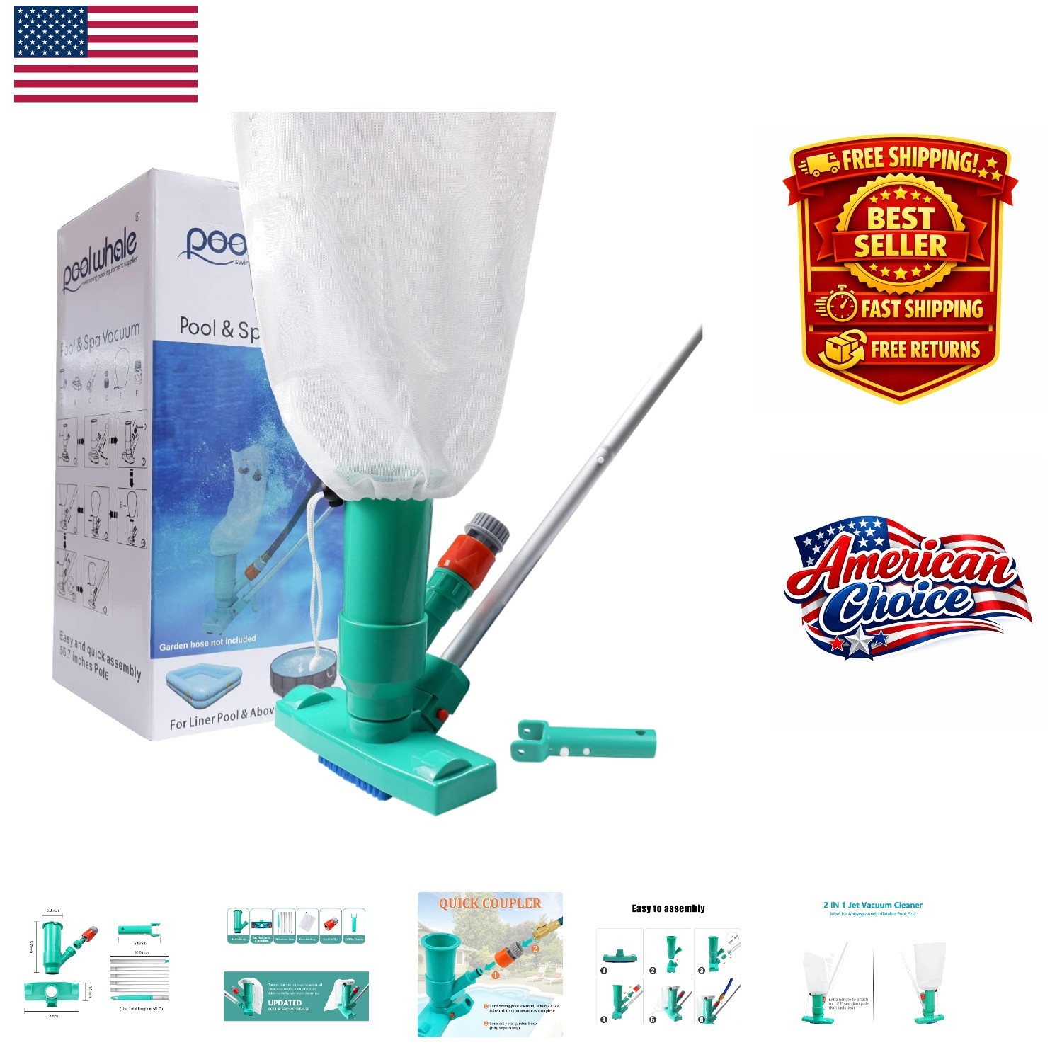 Deluxe Mini Jet Vac Cleaner with Telescopic Pole for Effortless Pool Cleaning