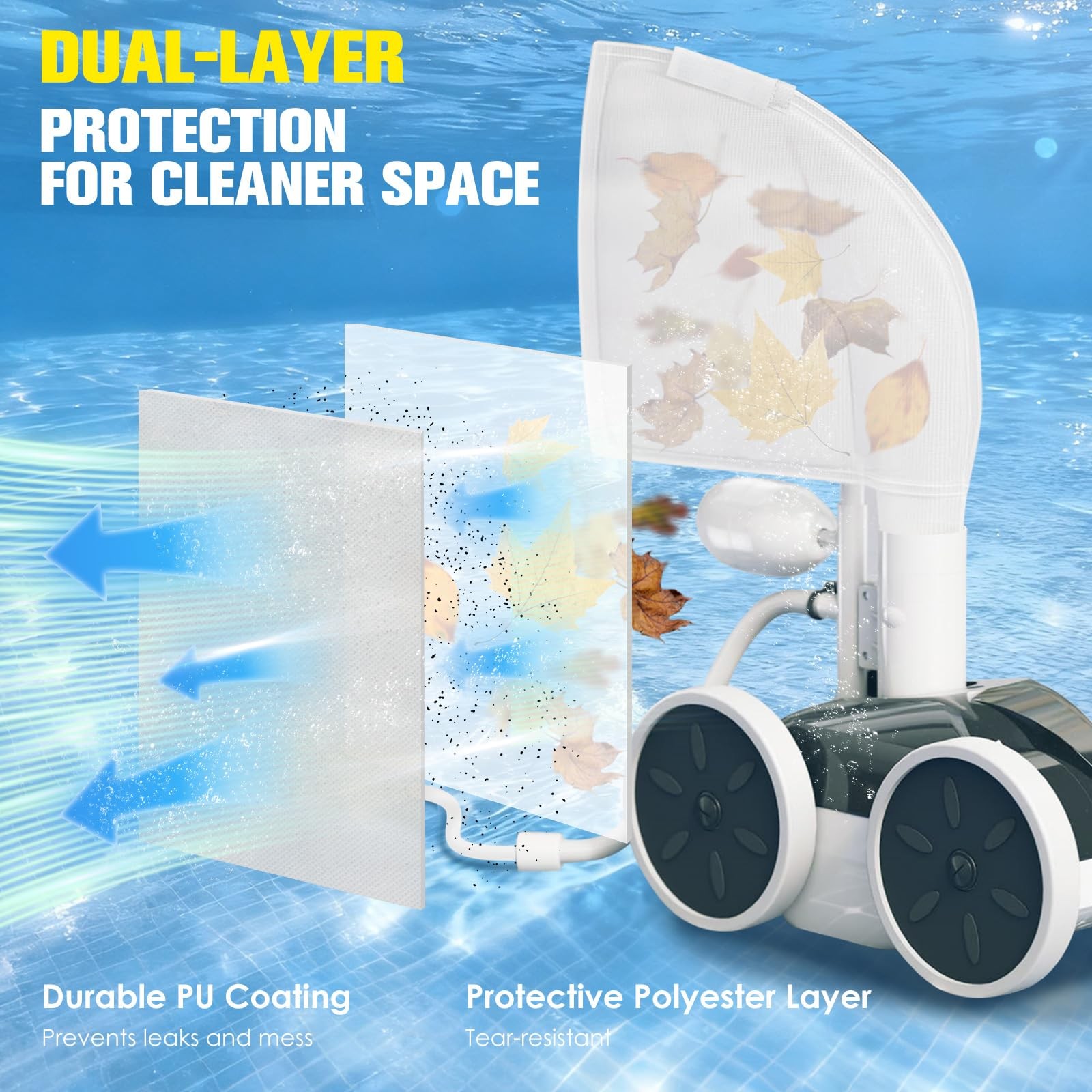 5 Pack Pool Cleaner Bags, Nylon mesh Replacement Bag, Bag White