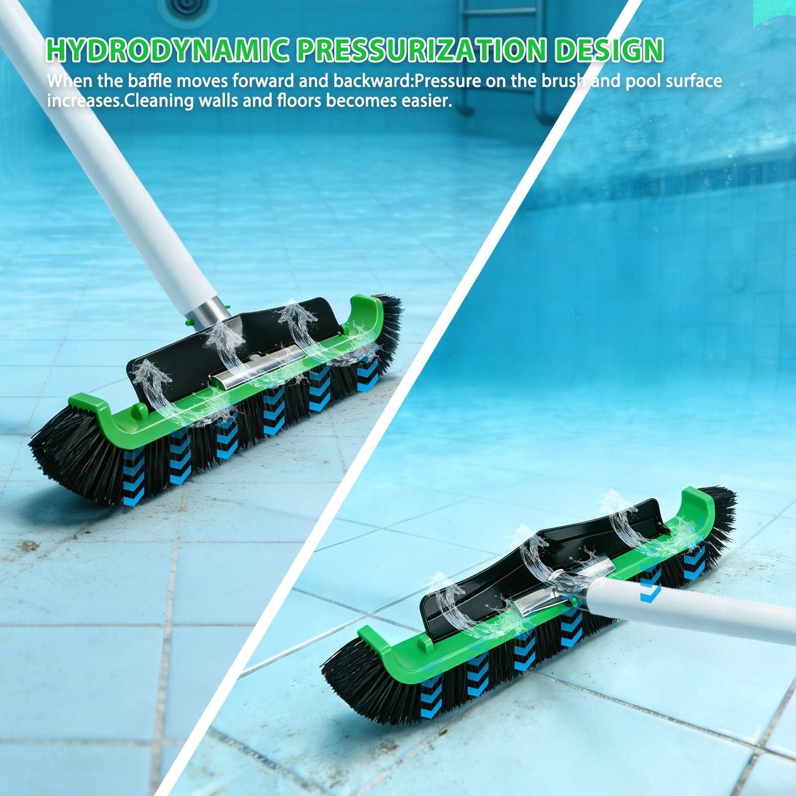 17&Prime; Pool Brush for Inground & Above Ground – Efficient Wall & Floor Cleaning