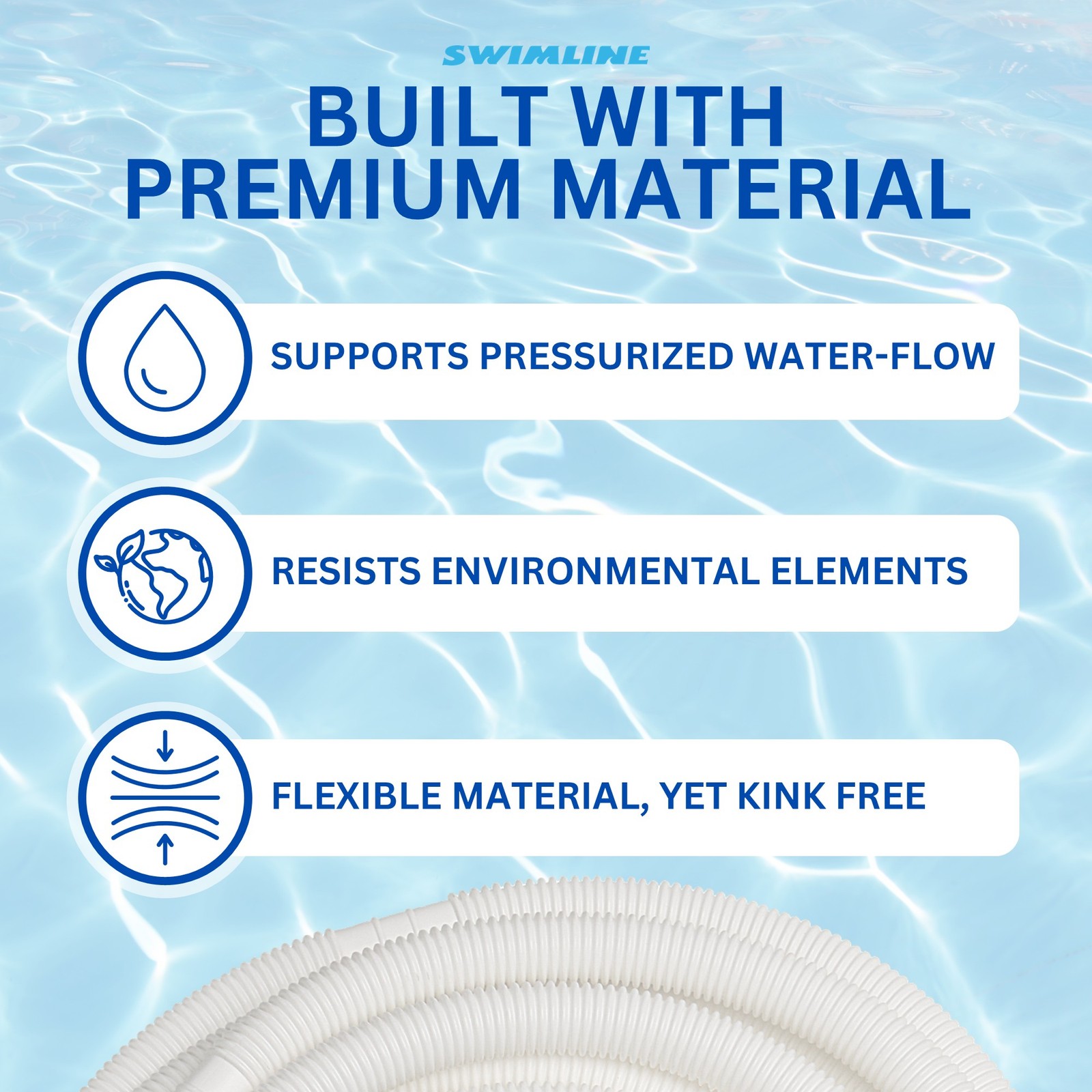 Swimline Hydrotools Standard Inground Swimming Pool Vacuum Hose, 1.25&Prime; x 250&prime;