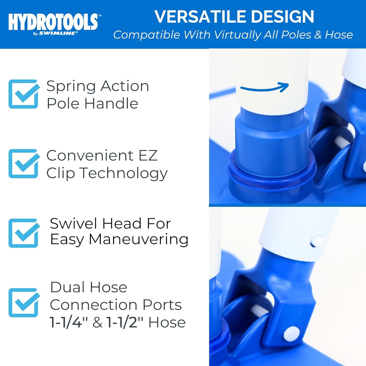 SWIMLINE HYDROTOOLS Manual Pool Vacuum Head Attachment For Inground Butterfly