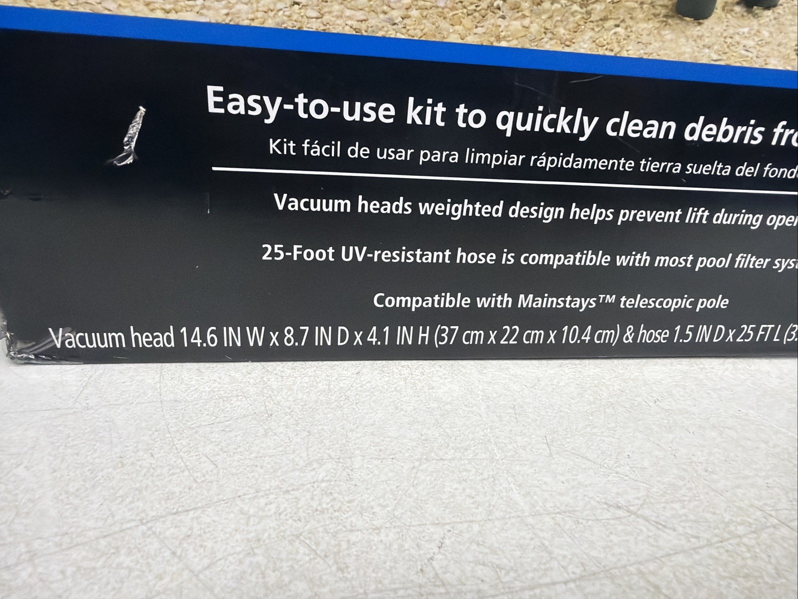 Mainstays Pool Vacuum Kit 2-Piece 25ft UV-Resistant Hose+Swivel Head 1.25&Prime;/1.5&Prime;
