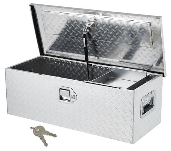 30 Inch Truck Bed Tool Box, Heavy Duty Aluminum Pickup Tool 30x13x10&Prime; Silver