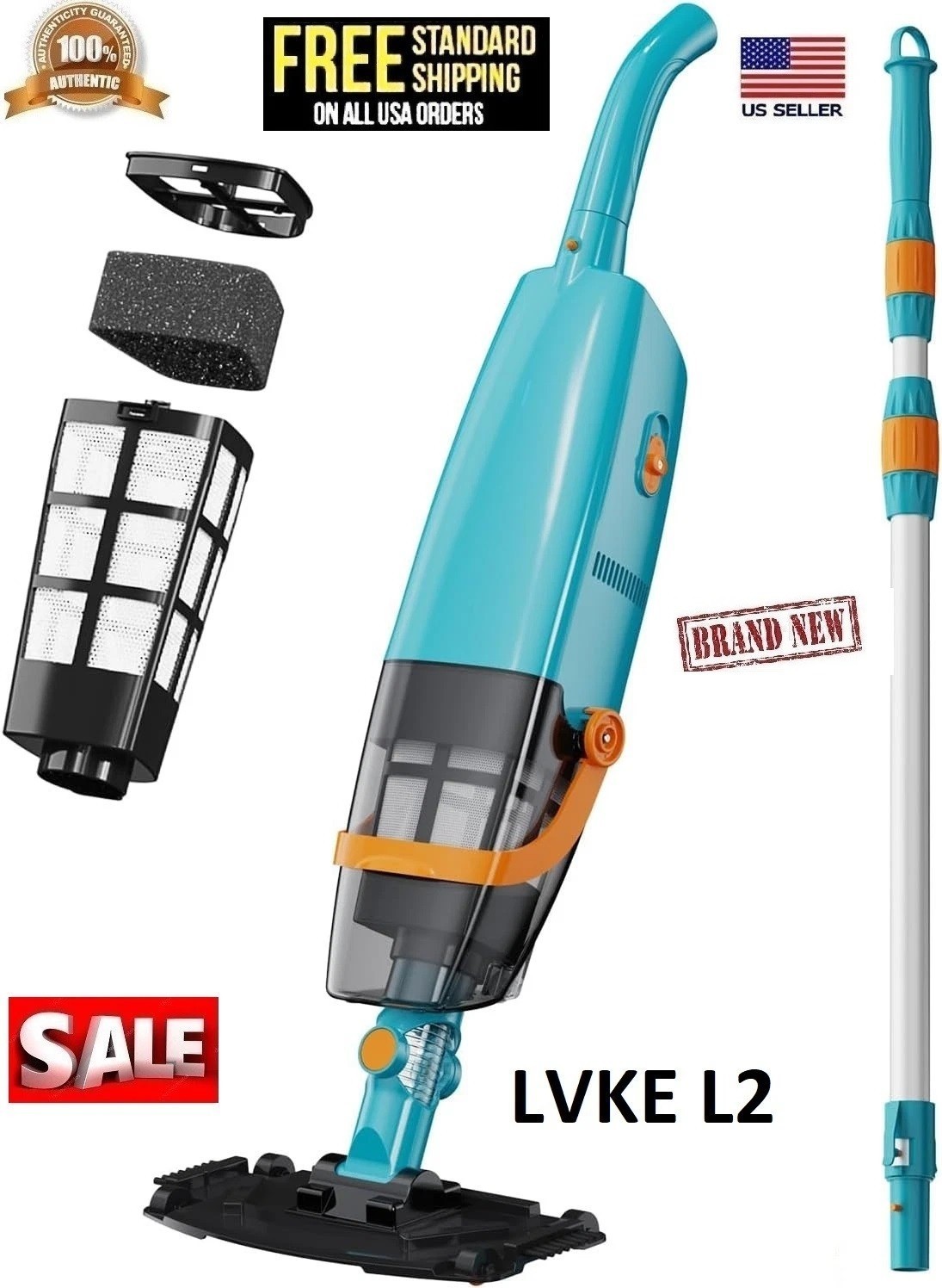 Pool Vacuum Cleaner Cordless Handheld above Ground powerful with Telescopic Pole