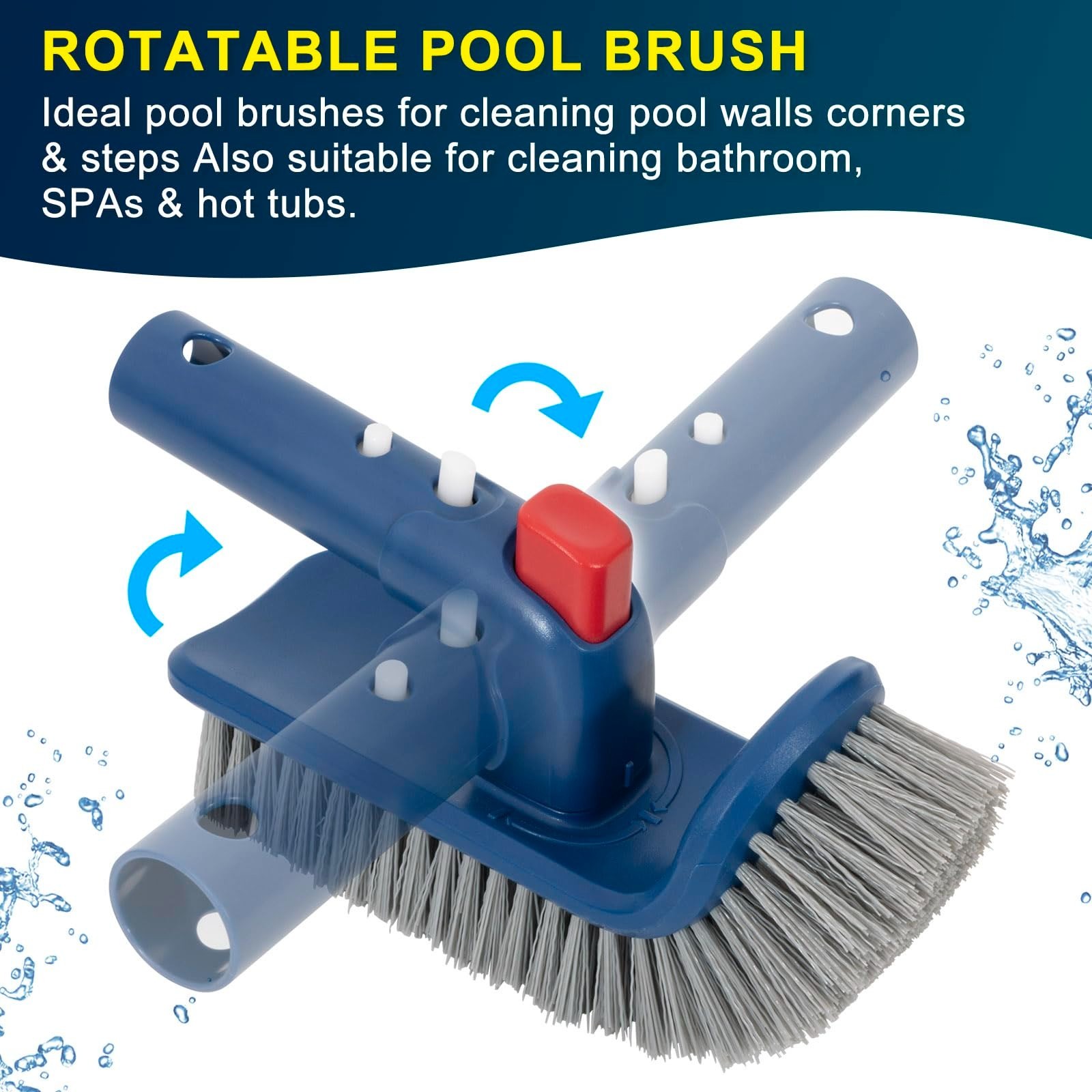 Deluxe Pool Cleaning Kit – Skimmer Net, 17.5&Prime; Brush & Rotatable Scrub Brush, Hea