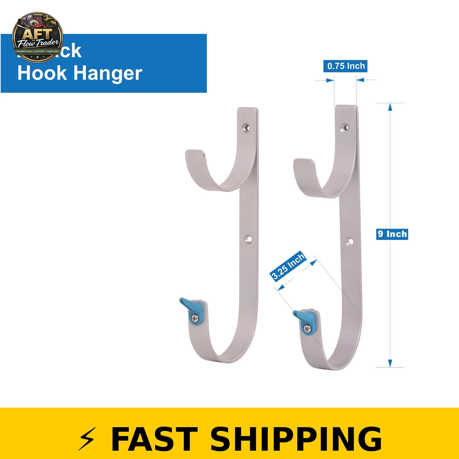 Bluescapes Metal Pool Accessory Hooks – Silver, Set of 2