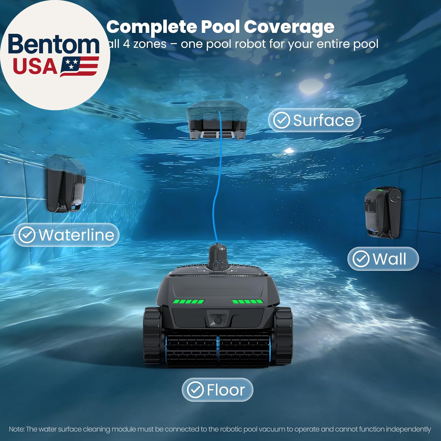 PC200 Robotic Pool Cleaner, Cordless Pool Vacuum Robot for Inground & above Grou