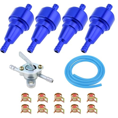 Windance 4Pcs 1/4inch Fuel Filter Fuel Switch Fuel Line Replacement Kit,1M Blue