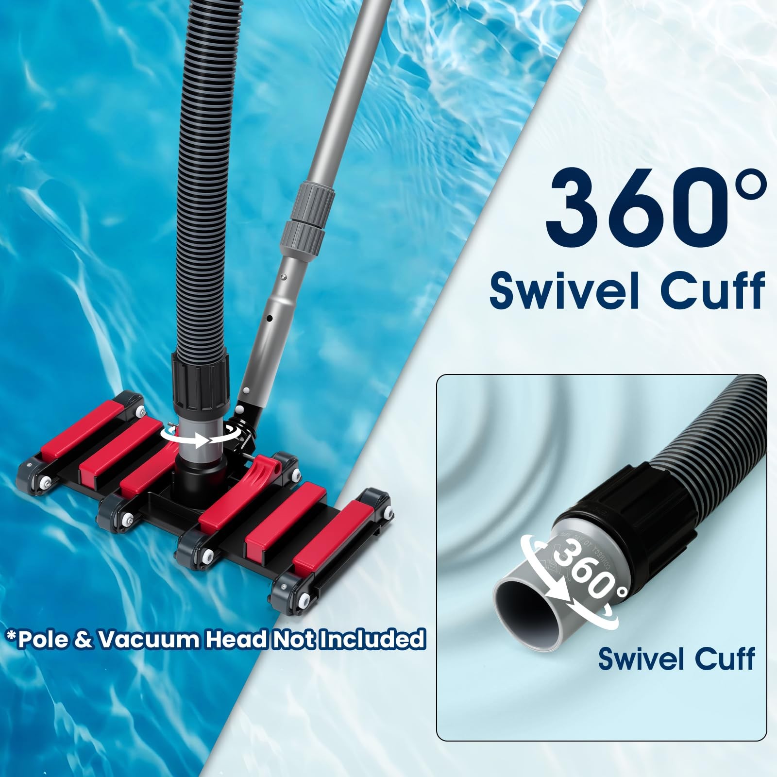 Manual Pool Vacuum Hose 1-1/2&Prime; x 35ft, Kink-Free 35-Feet, Gray