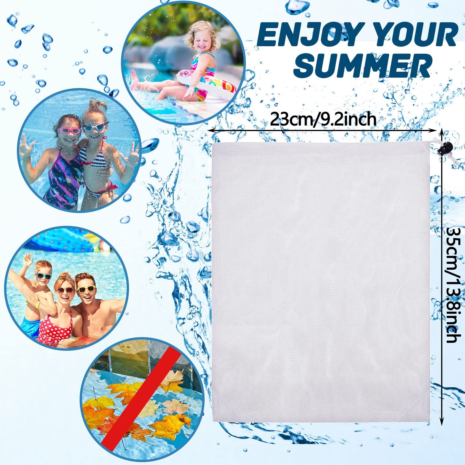 6 Pack 9×13.8 Inch Pool Leaf Vacuum Net Bag Replacement for Swimming Pool