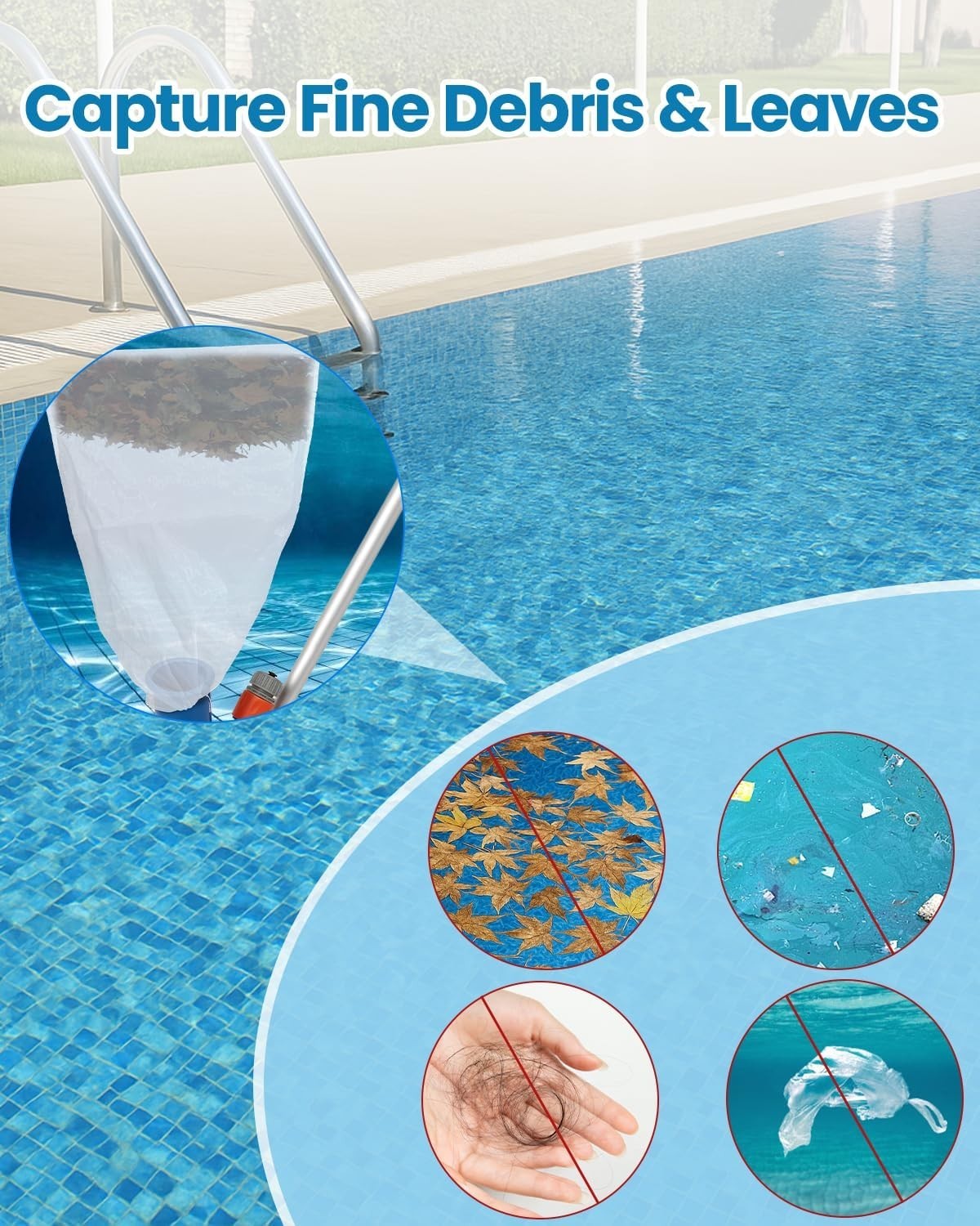 Large Size Pool Vacuum Bag Replacement 4PCS – 24x18in Fine Mesh Pool Vacuum N…