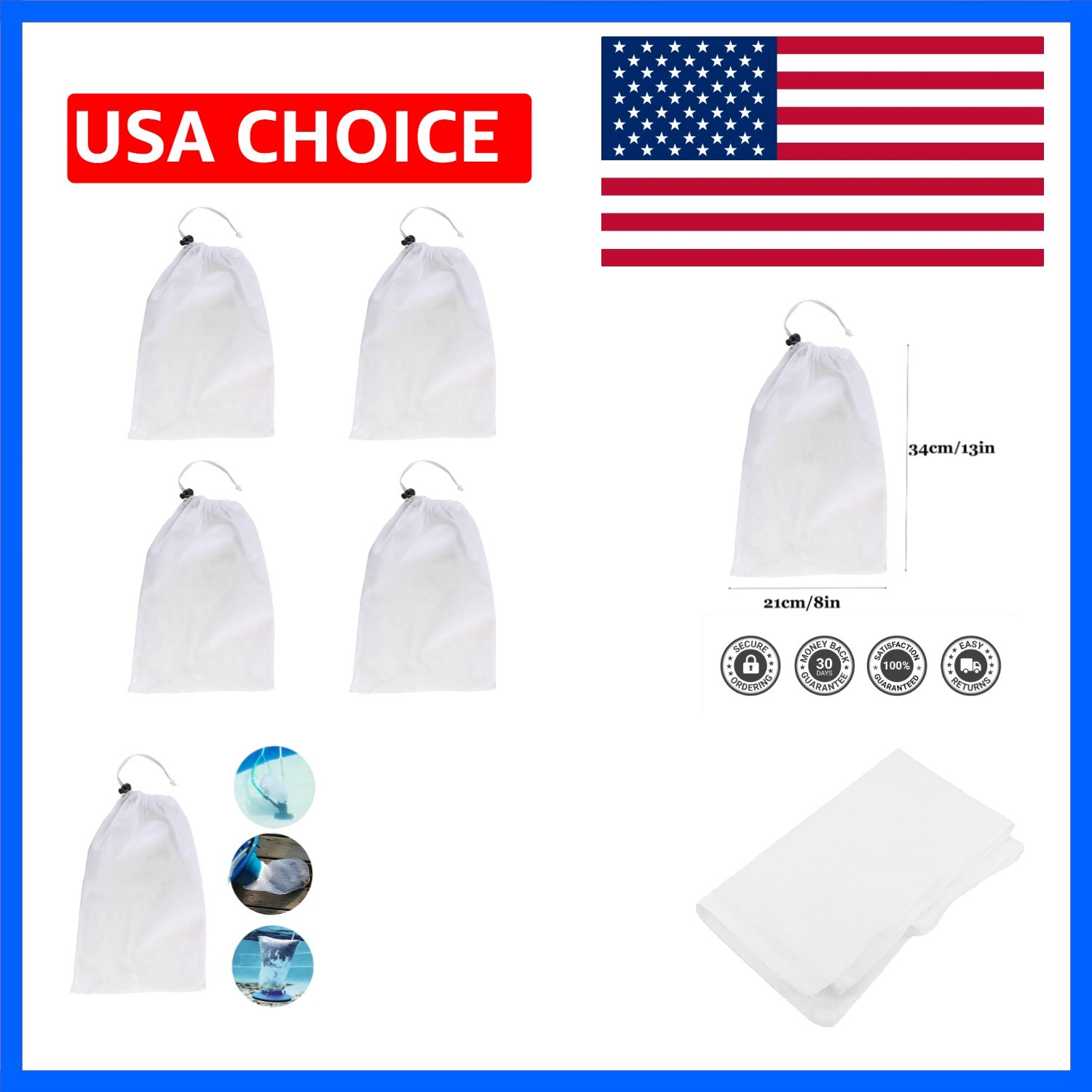 4 Pcs Pool Vacuum Replacement Mesh Bag Pool Cleaner Bags Drawstring Fine Mesh…