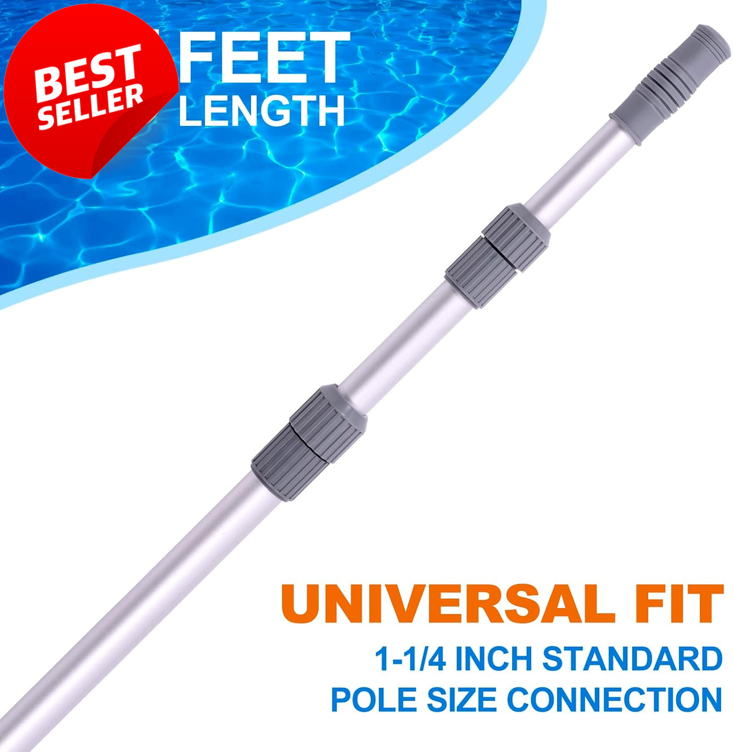 15 Ft Telescoping Pool Pole Adjustable Aluminum Skimmer Net Brush Vacuum – US