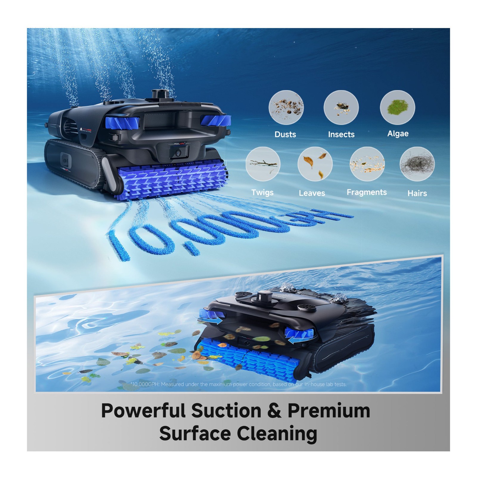 MOVA Rover X10 Robotic Pool Cleaner with 7-in-1 OMNI Clean Coverage (Black)