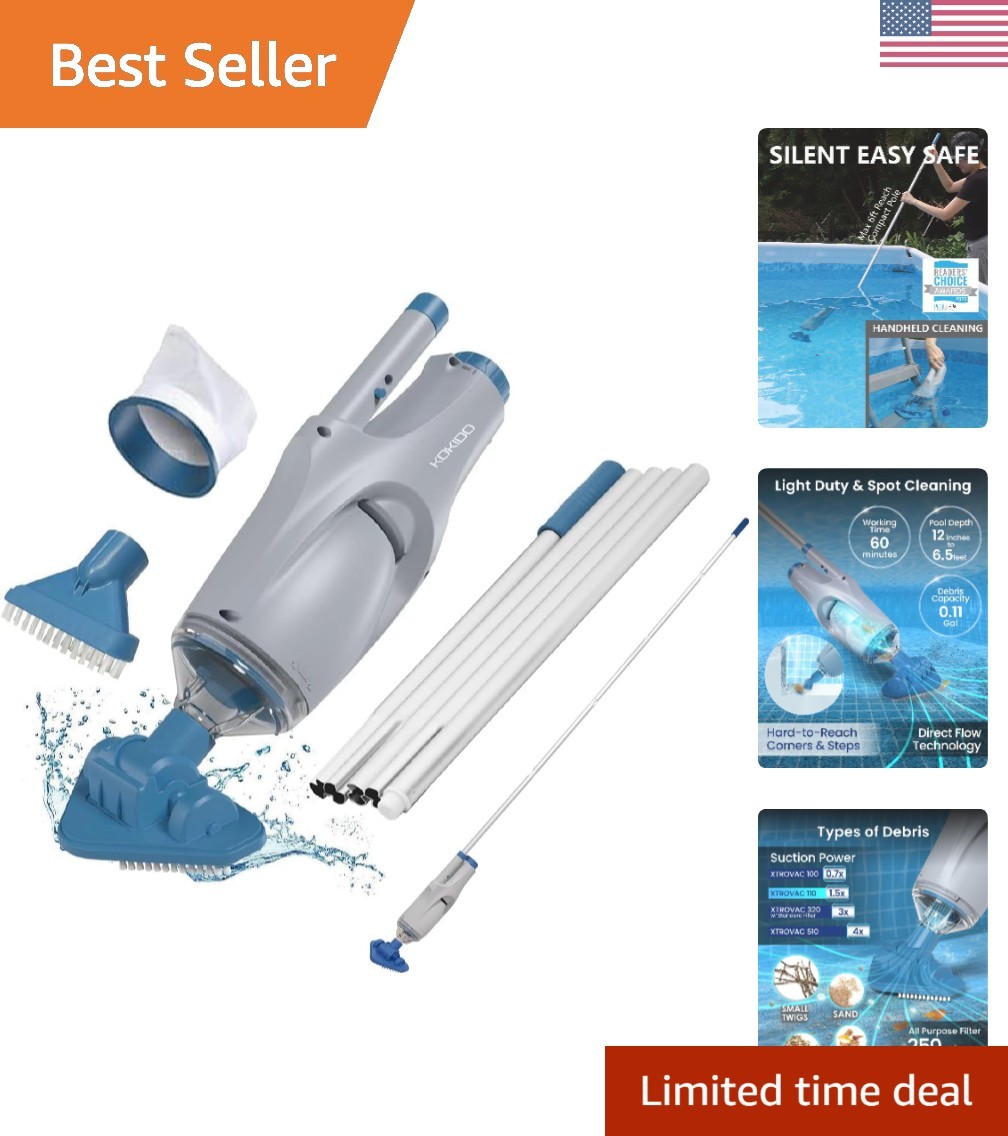 Waterproof Rechargeable Vacuum for Pools & Spas – 60dB Silent Operation