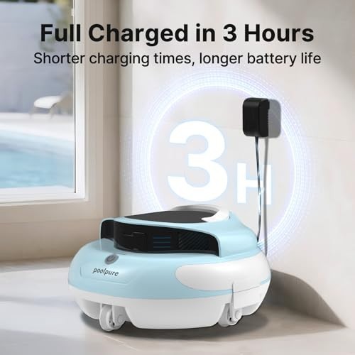 Efficient Pool Cleaner with Dual 30W Motors, 100-Min Runtime, Auto-Parking & Obs
