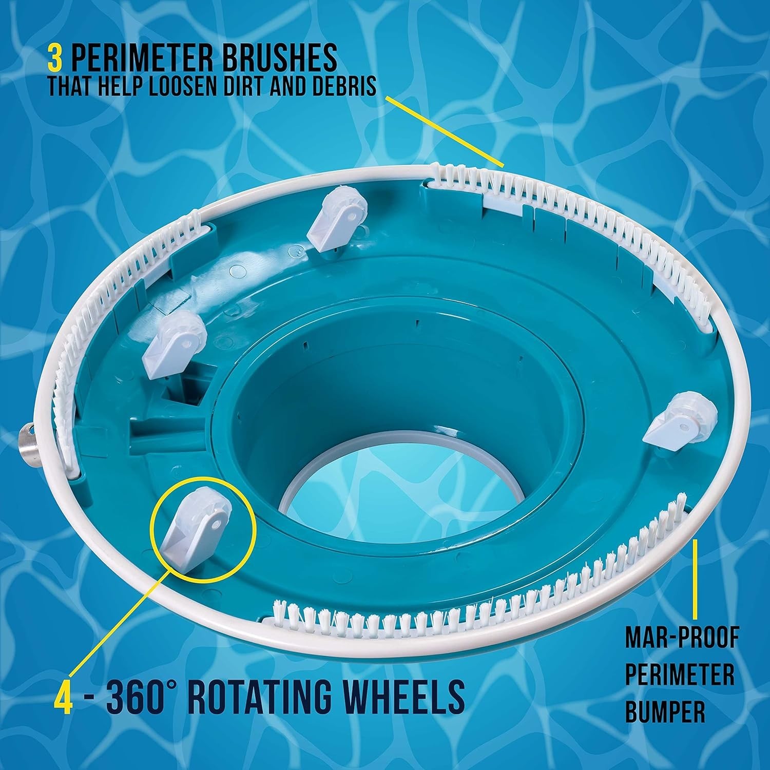 High-Efficiency 15&Prime; Pool Cleaner with 8 Jets & 3 Brushes – Easy to Use