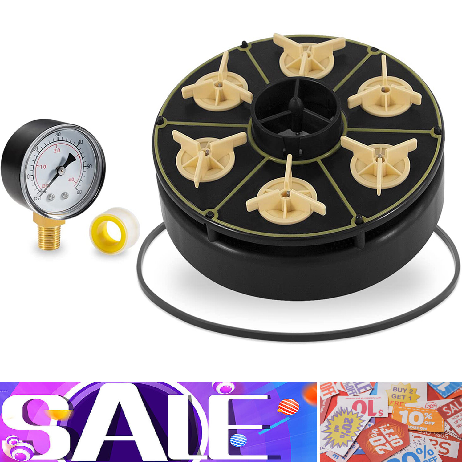 for Paramount Water Valve 6-Port Gear Module + Pressure Gauge 004-302-4408-00