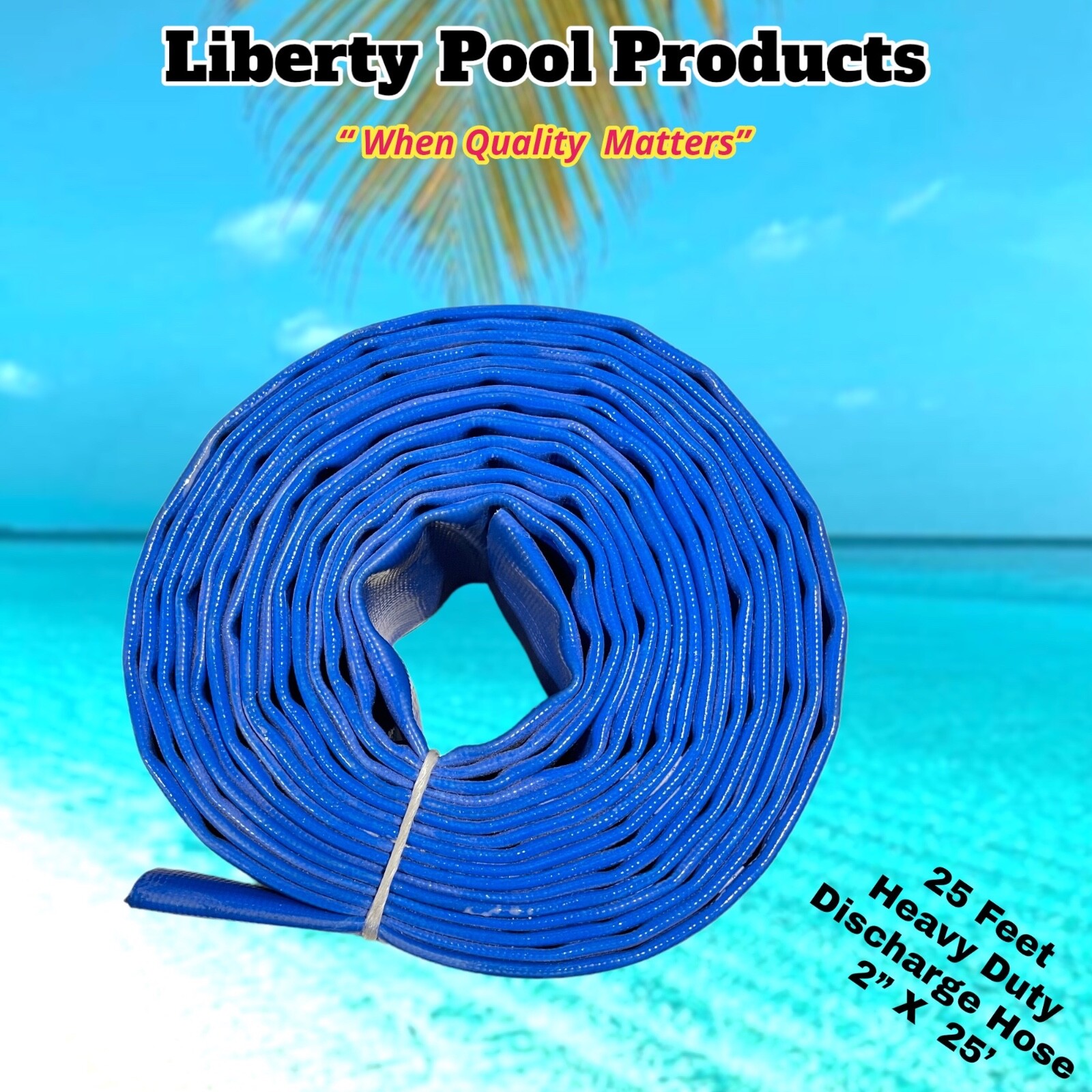 25&prime; Ft x 2&Prime; In. Swimming Pool Filter Backwash Discharge Hose 60 psi By Liberty