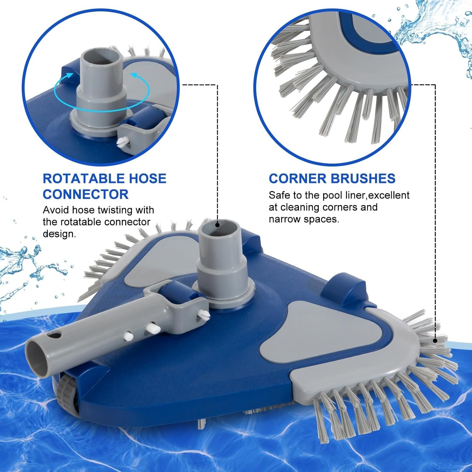 Professional-Grade Pool Vacuum Head with Dual Brush System for Perfect Cleaning