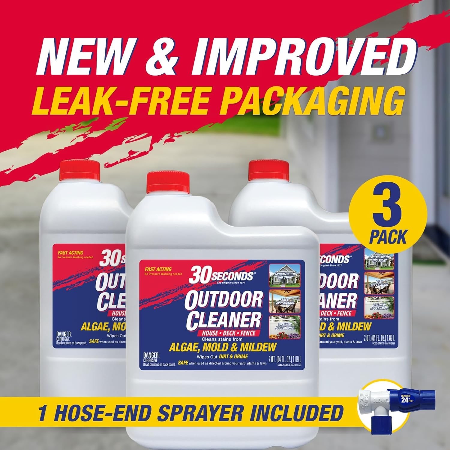 Luxurious Outdoor Cleaner Pack – 3 Bottles, Safe for Lawns, Cleans Algae Stains